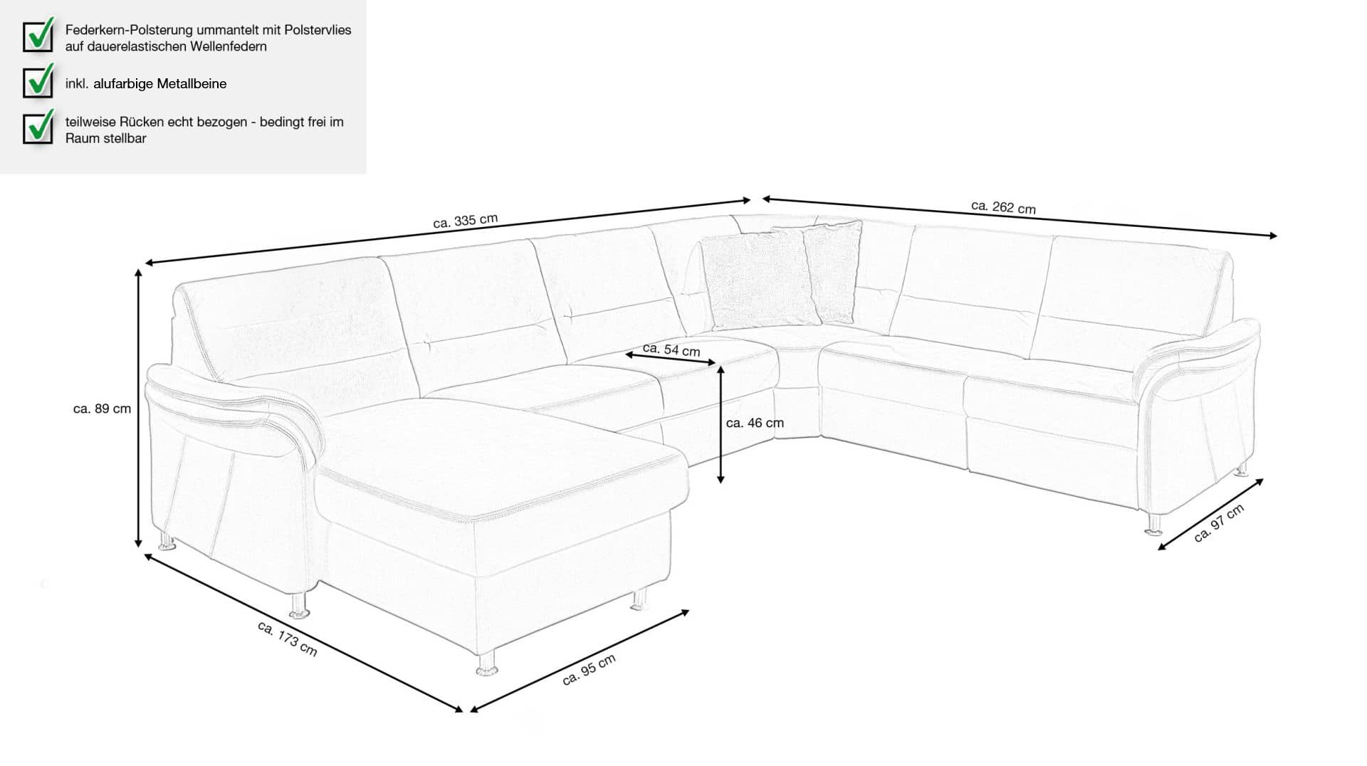 Couchliebe® Wohnlandschaft planbar - mammut grau - Basis Version - LEONARDO