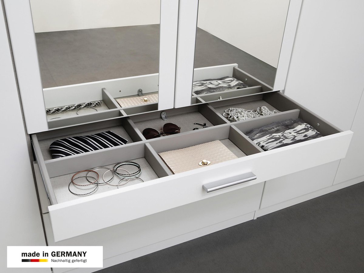 Kleiderschrank mit Spiegel 271 cm weiß - HILDESHEIM