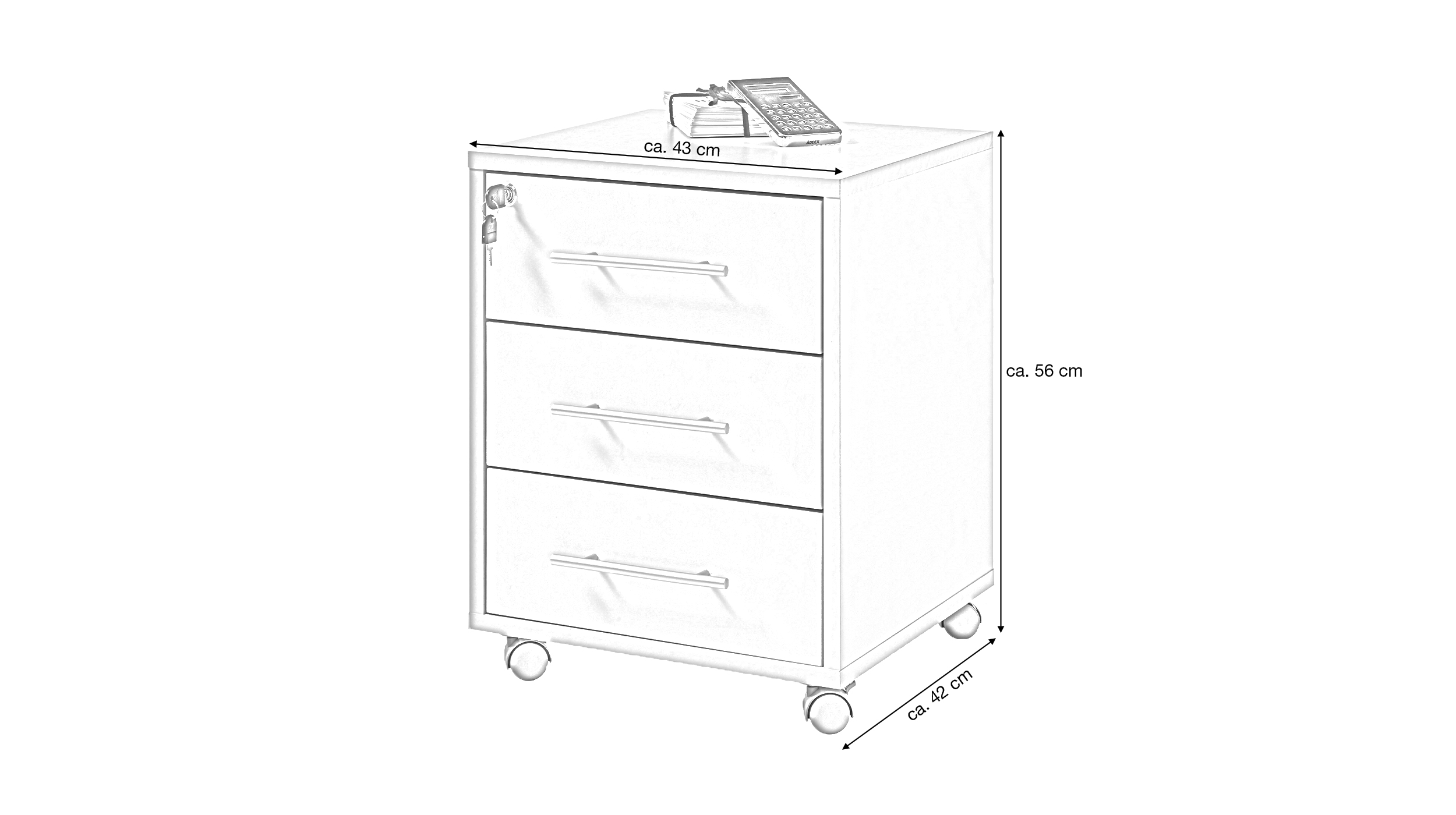 Rollcontainer lichtgrau 43 x 42 cm - PRONTO