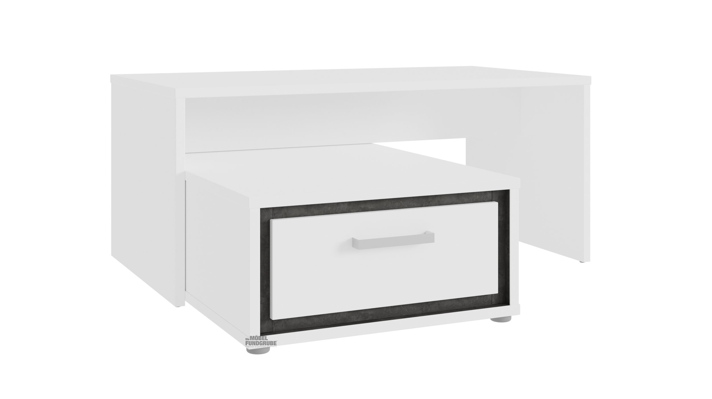 Couchtisch weiß hochglanz - grau 110 x 100 cm - RIGMOR Couchtisch weiß hochglanz - grau 110 x 100 cm - RIGMOR