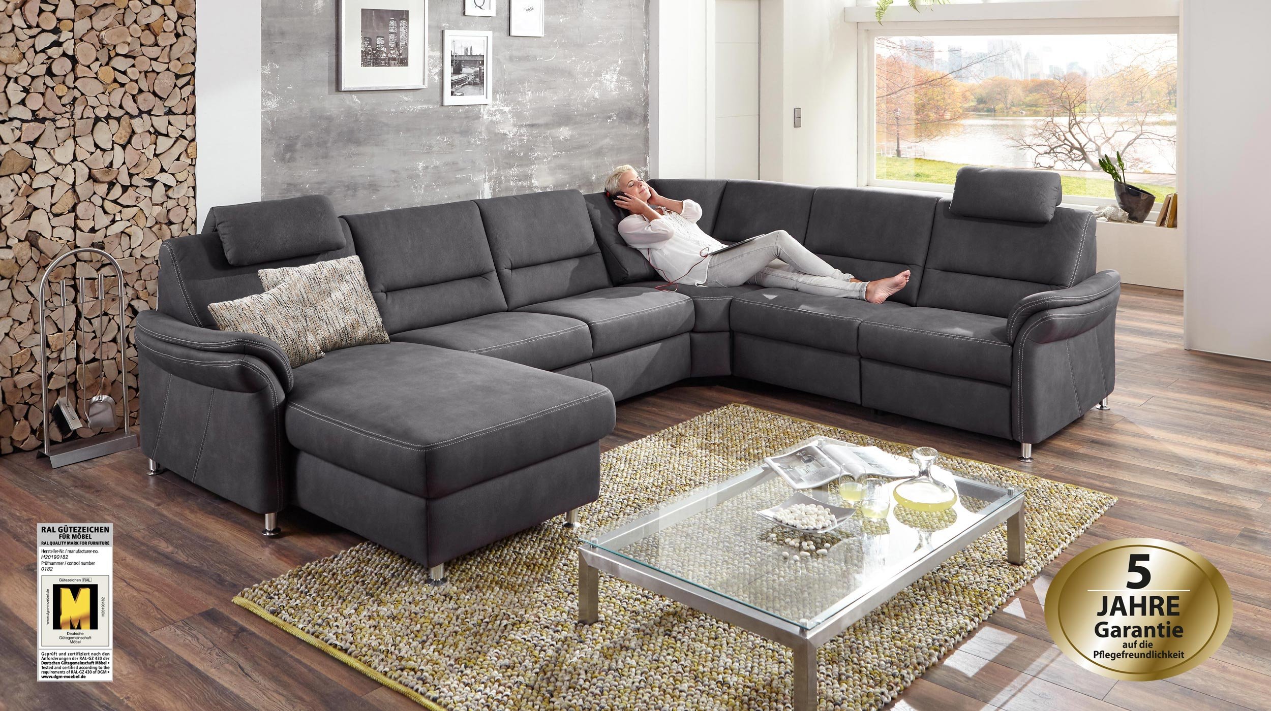 Couchliebe® Wohnlandschaft planbar - mammut grau - Premium Version - LEONARDO
