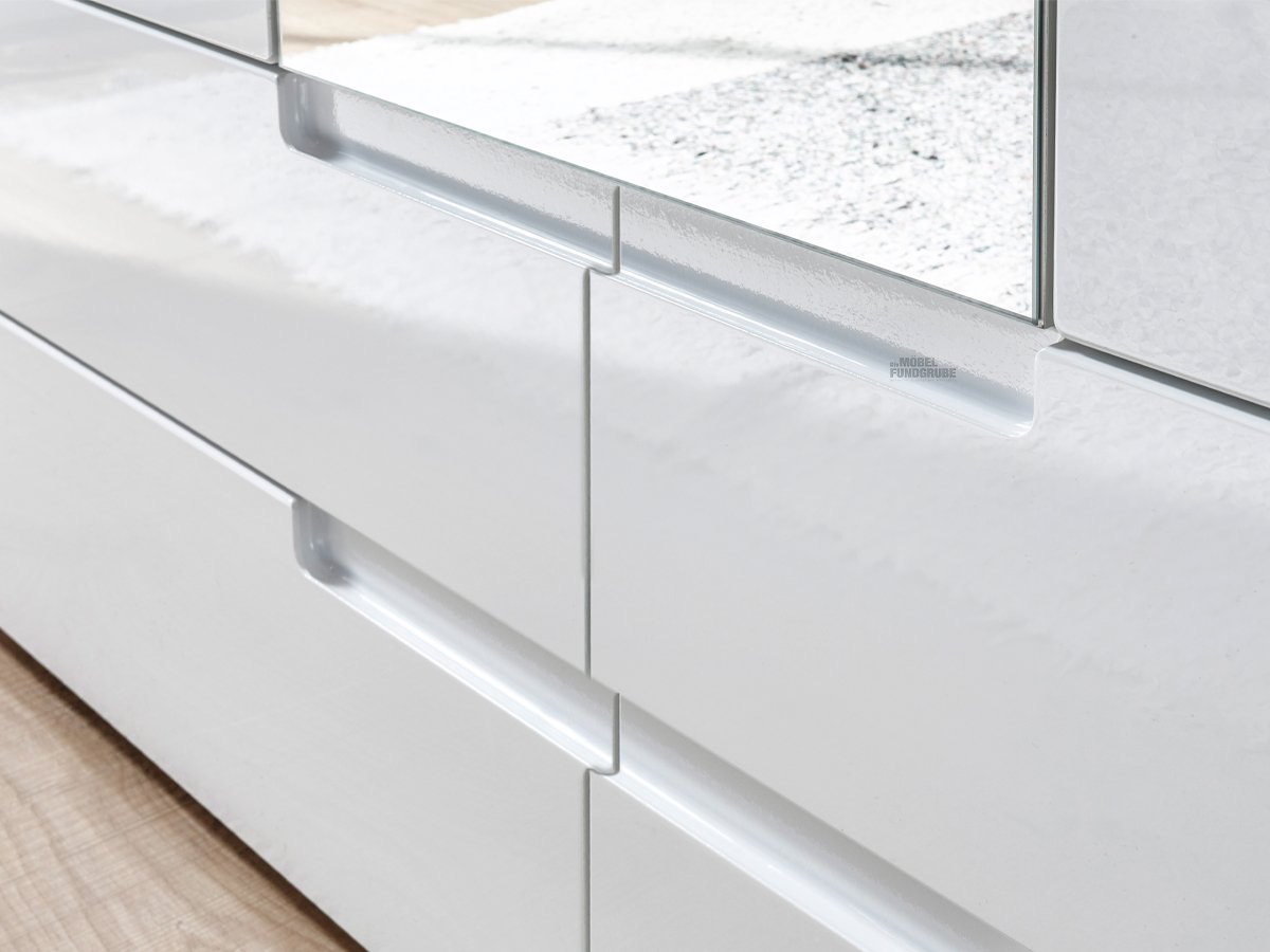 Kleiderschrank mit Spiegel - weiß hochglanz - 126 cm - SPICE