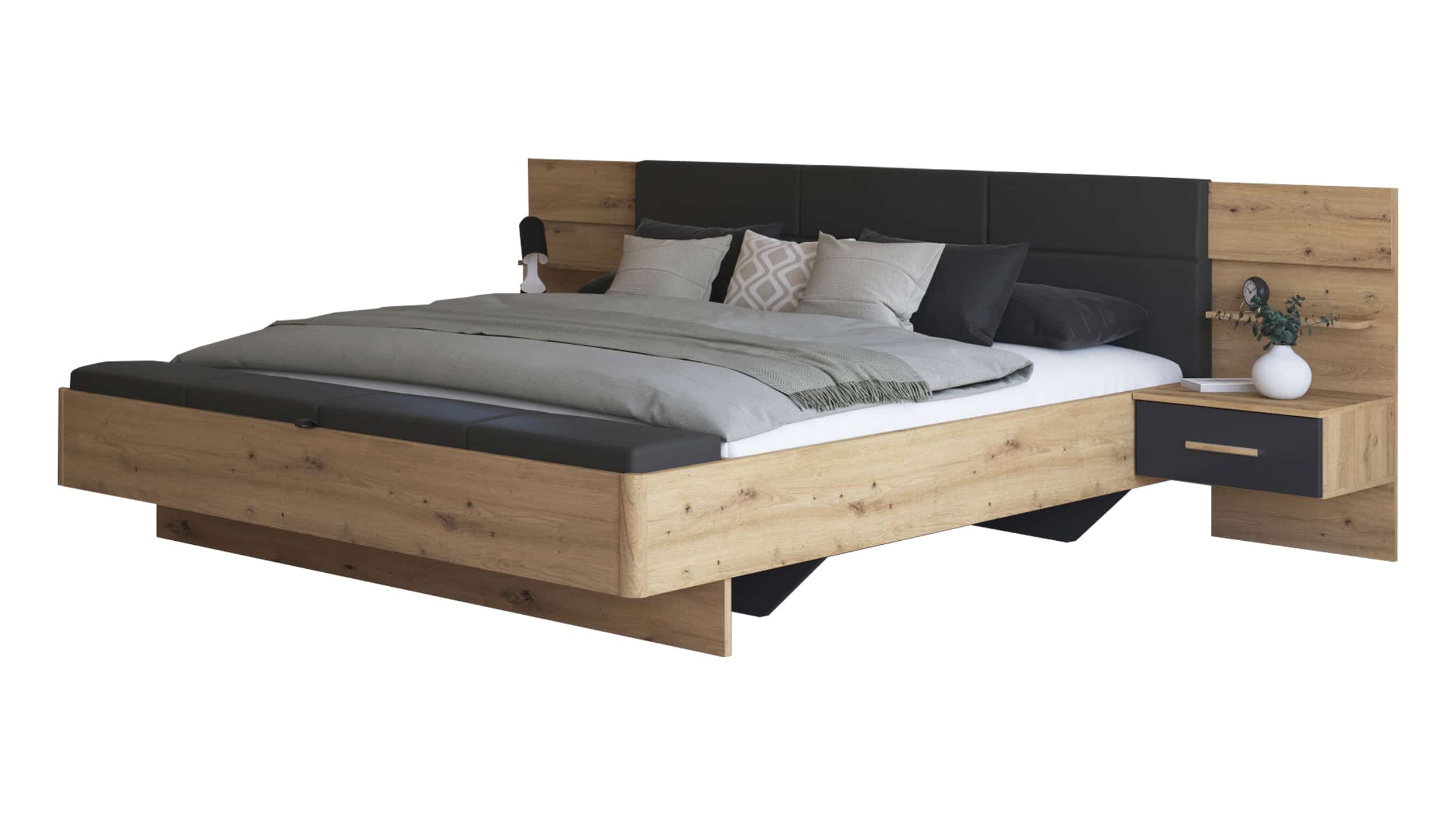 Bettanlage 180 x 200 cm Artisan Eiche - grau - MOSBACH Bettanlage 180 x 200 cm Artisan Eiche - grau - MOSBACH