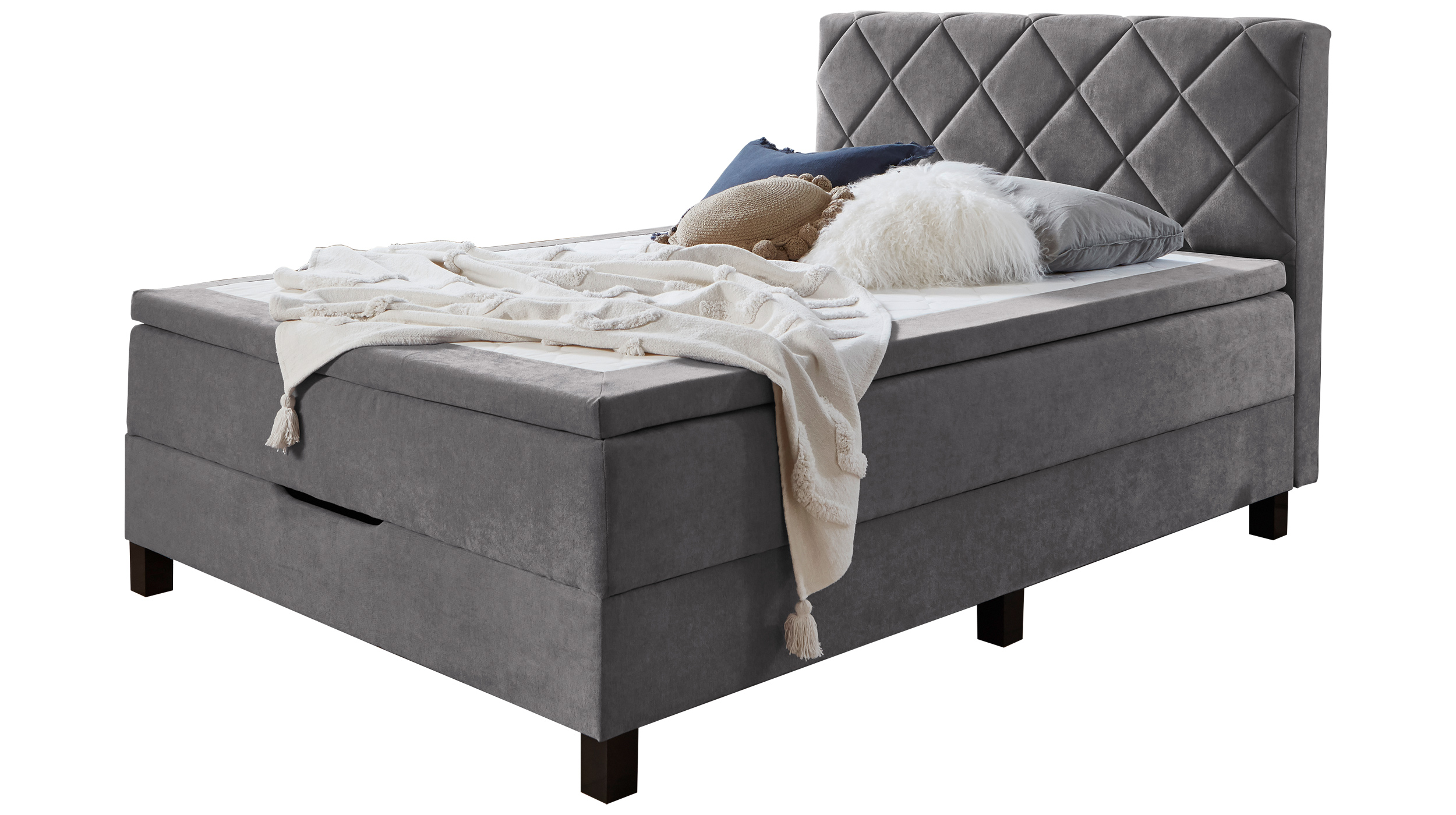 Boxbett 140 x 200 cm grau mit Bettkasten - JEFF Boxbett 140 x 200 cm grau mit Bettkasten - JEFF