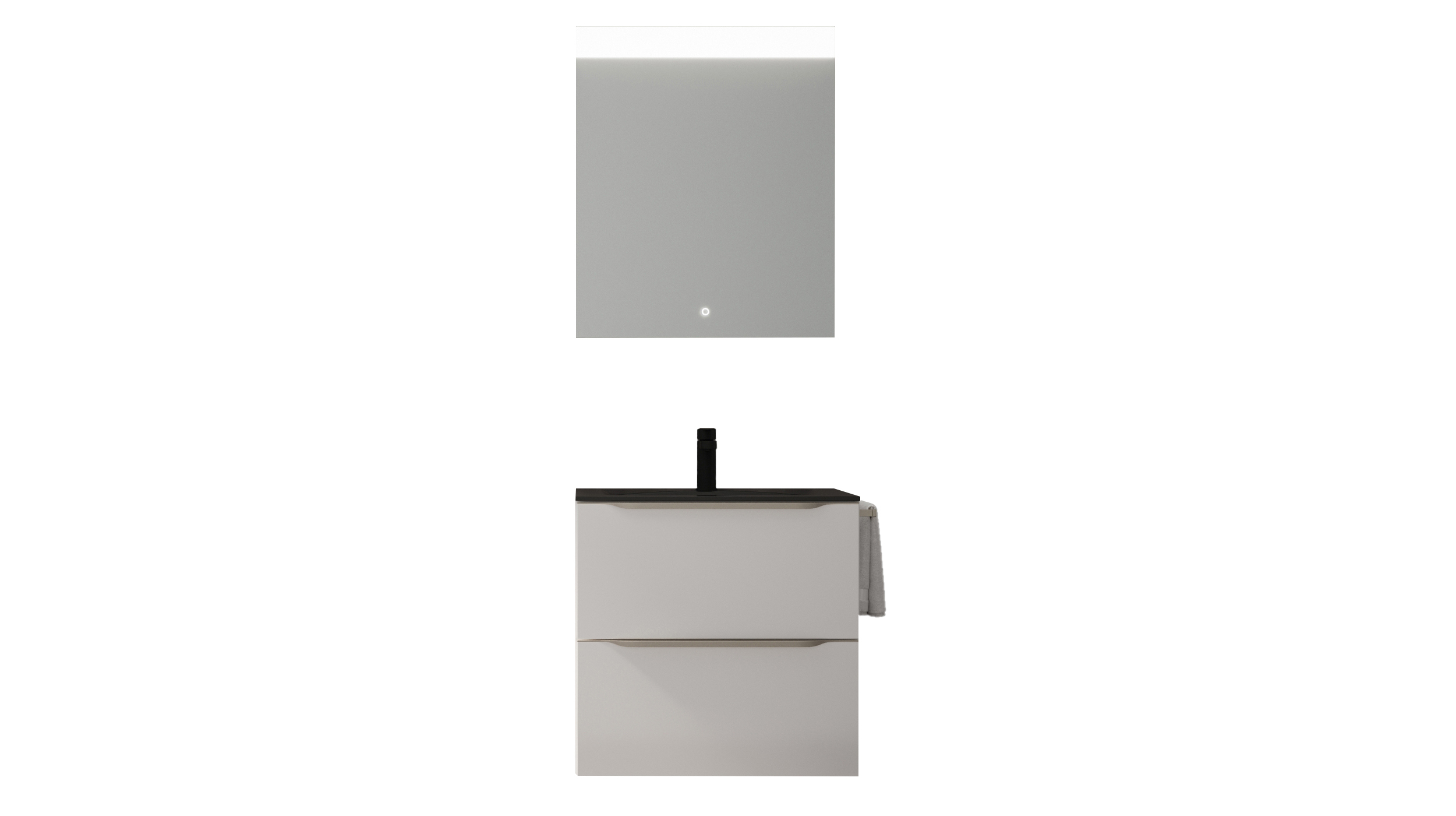 Badmöbel-Set weiß Glanz - 2-Teile - Nobilia Waschtisch 60 cm - FRANA