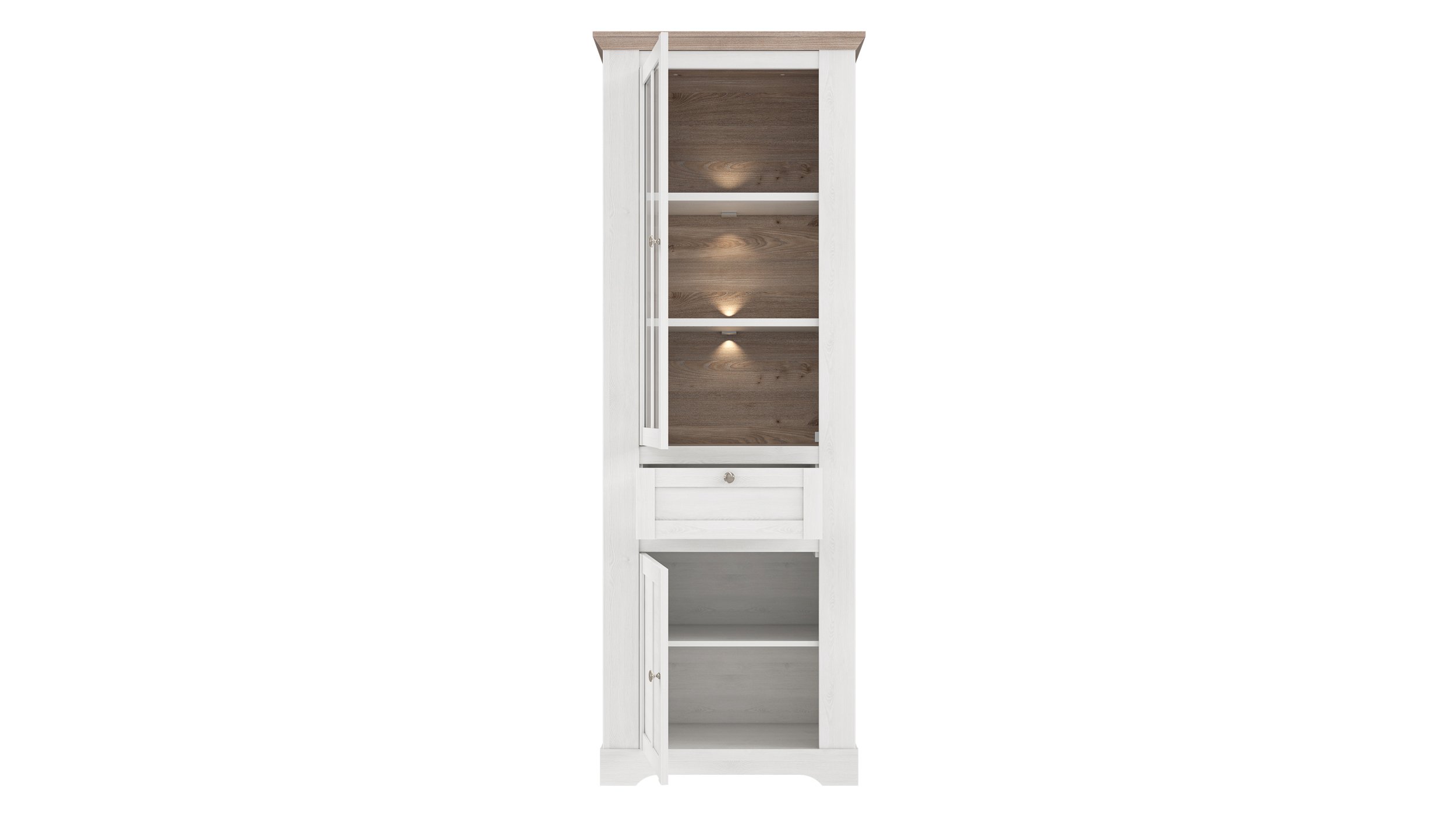 Vitrine Schneeeiche 210 cm mit LED - Beleuchtung - ILOPPA