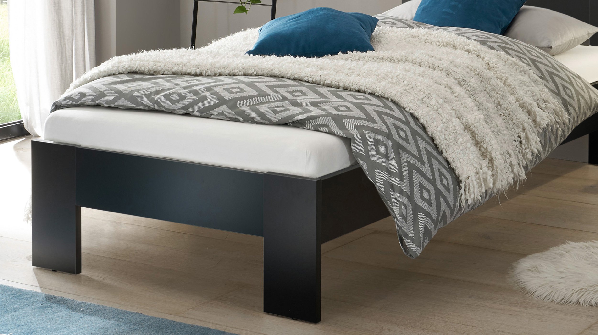 Futonbett 90 x 200 cm Einzelbett schwarz - CANNES