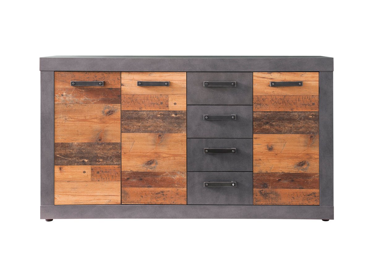 Sideboard mit 4 Schubladen Old Wood - Graphit Matera 151 cm - INDY Sideboard mit 4 Schubladen Old Wood - Graphit Matera 151 cm - INDY