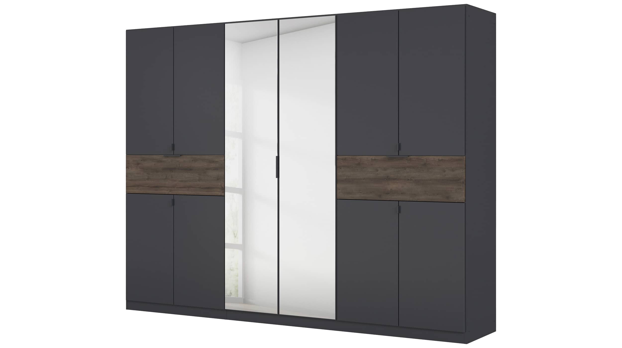 Kleiderschrank Spiegel 271 - grau - Eiche - rauch - TICAO Kleiderschrank Spiegel 271 cm grau-metallic - Eiche - TICAO