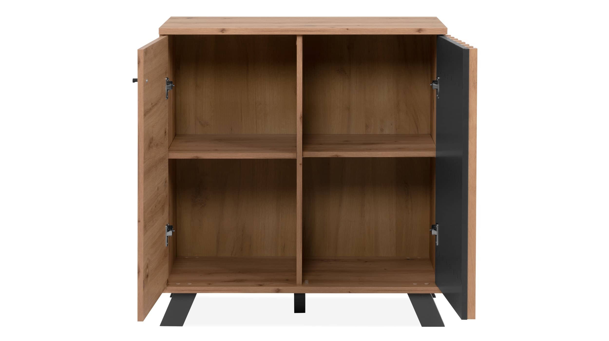 Kommode Artisan Eiche - anthrazit 80 cm 2 Türen - MEDAN 