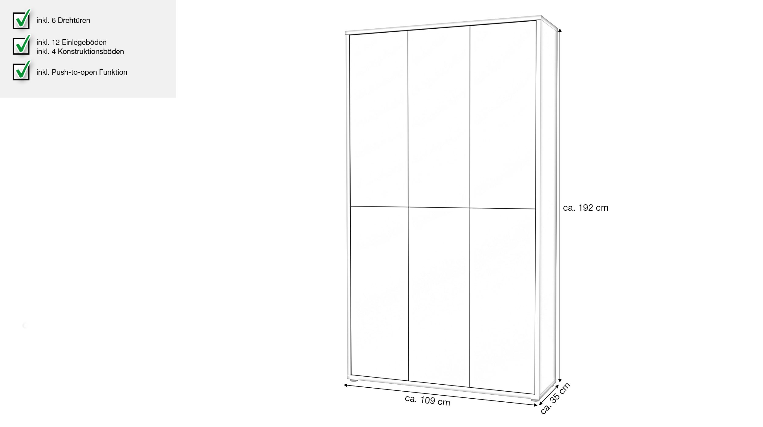 Schuhschrank grün 109 x 192 cm 6-türig - ALICE