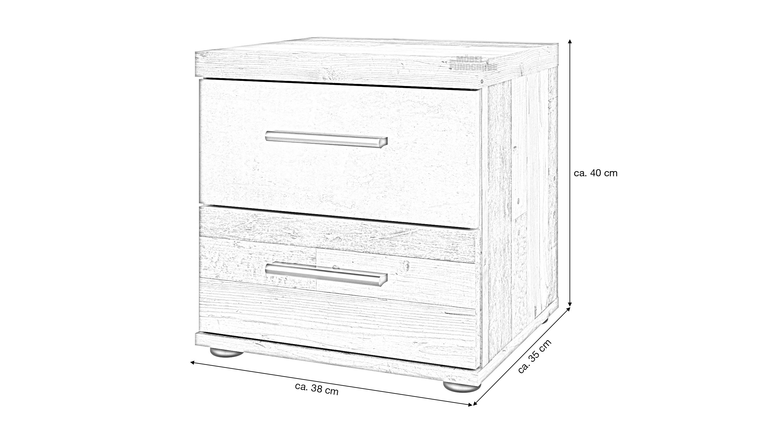 Nachttisch Old Wood 38 x 40 cm - WINNIE