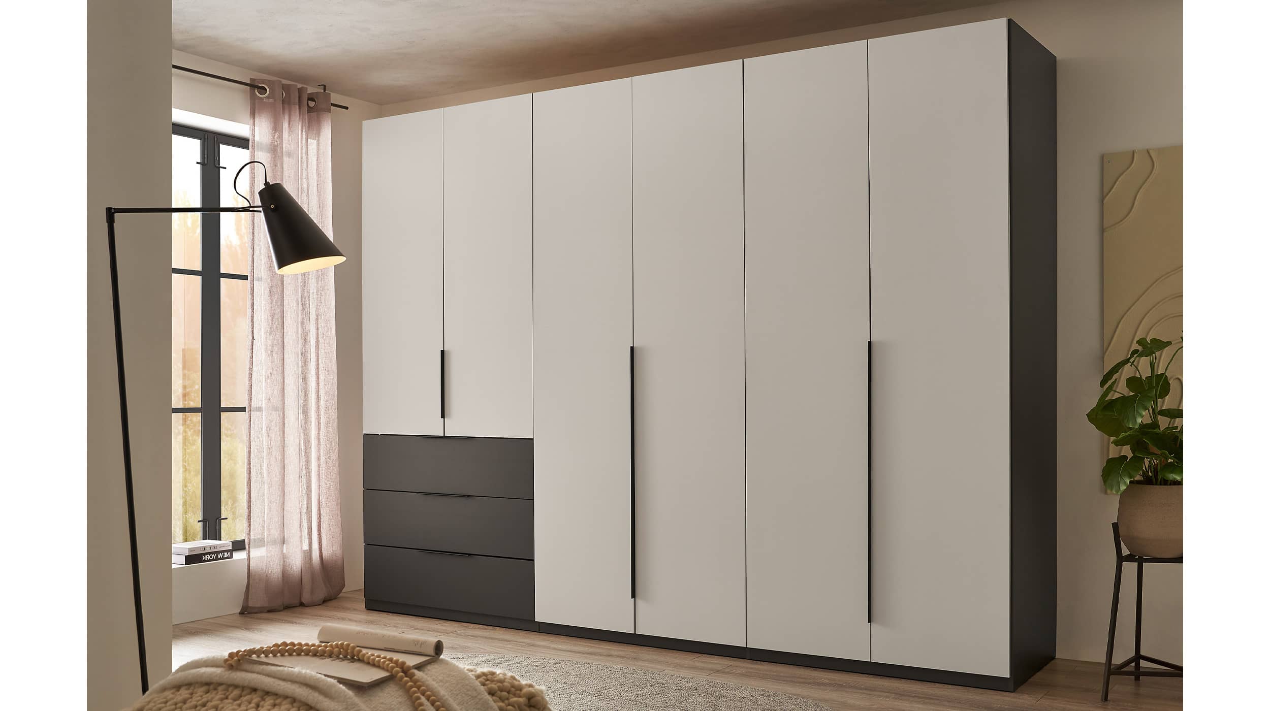 Kleiderschrank hellgrau - graphit - 300 cm - NUKA 