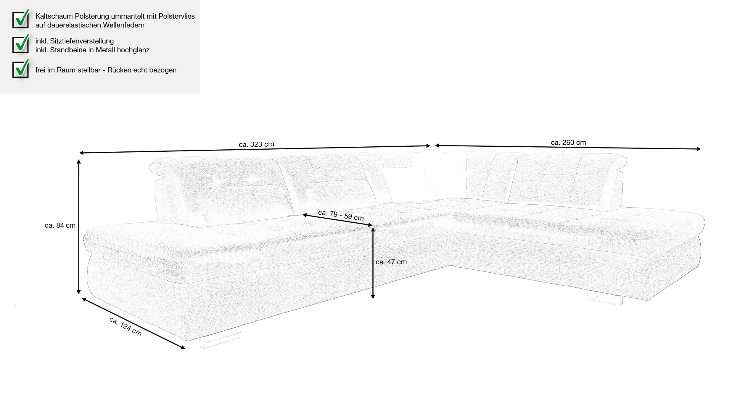 Couchliebe® Wohnlandschaft planbar - schwarz - Basis Version - VITTORIA