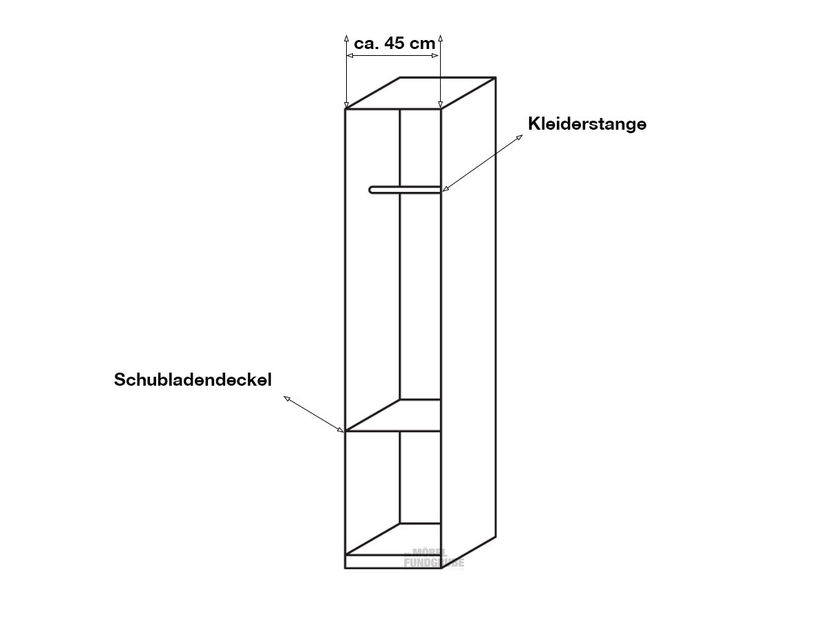 Kleiderschrank weiß hochglanz 47 cm - CELLE