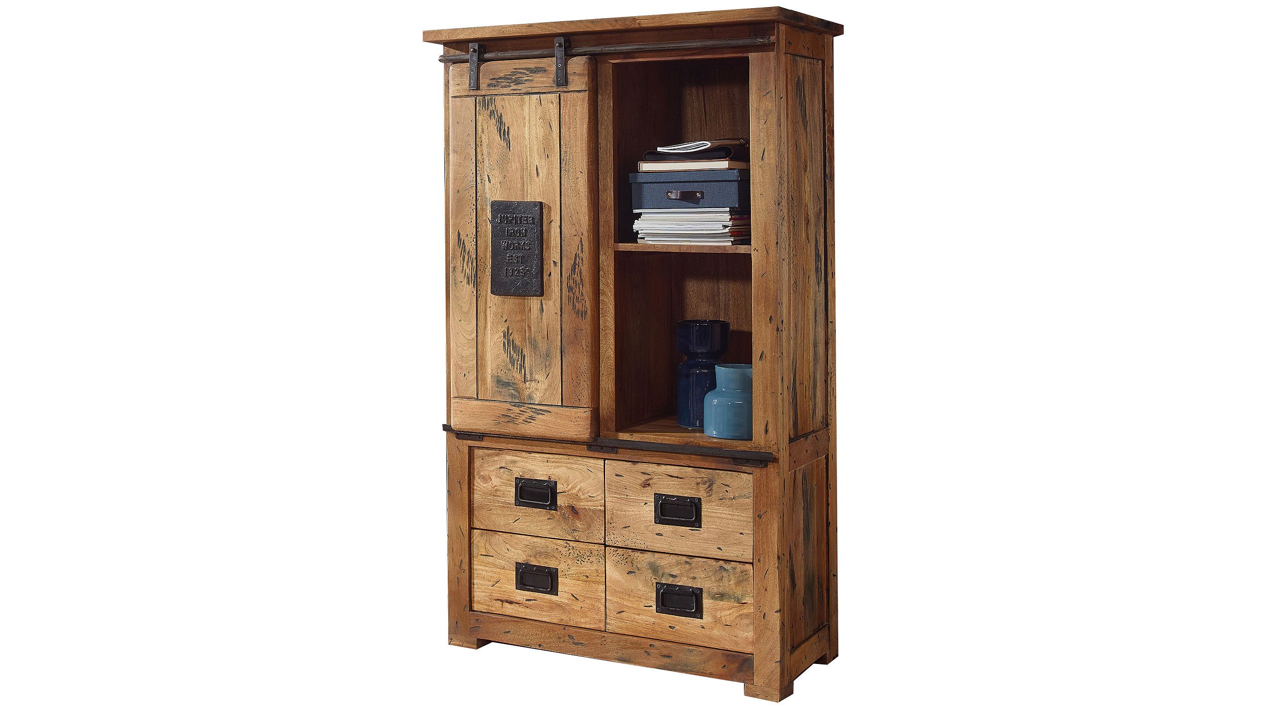 Highboard mit 1 Rolltür Mango massiv 90 cm - EMANUEL Highboard mit 1 Rolltür Mango massiv 90 cm - EMANUEL