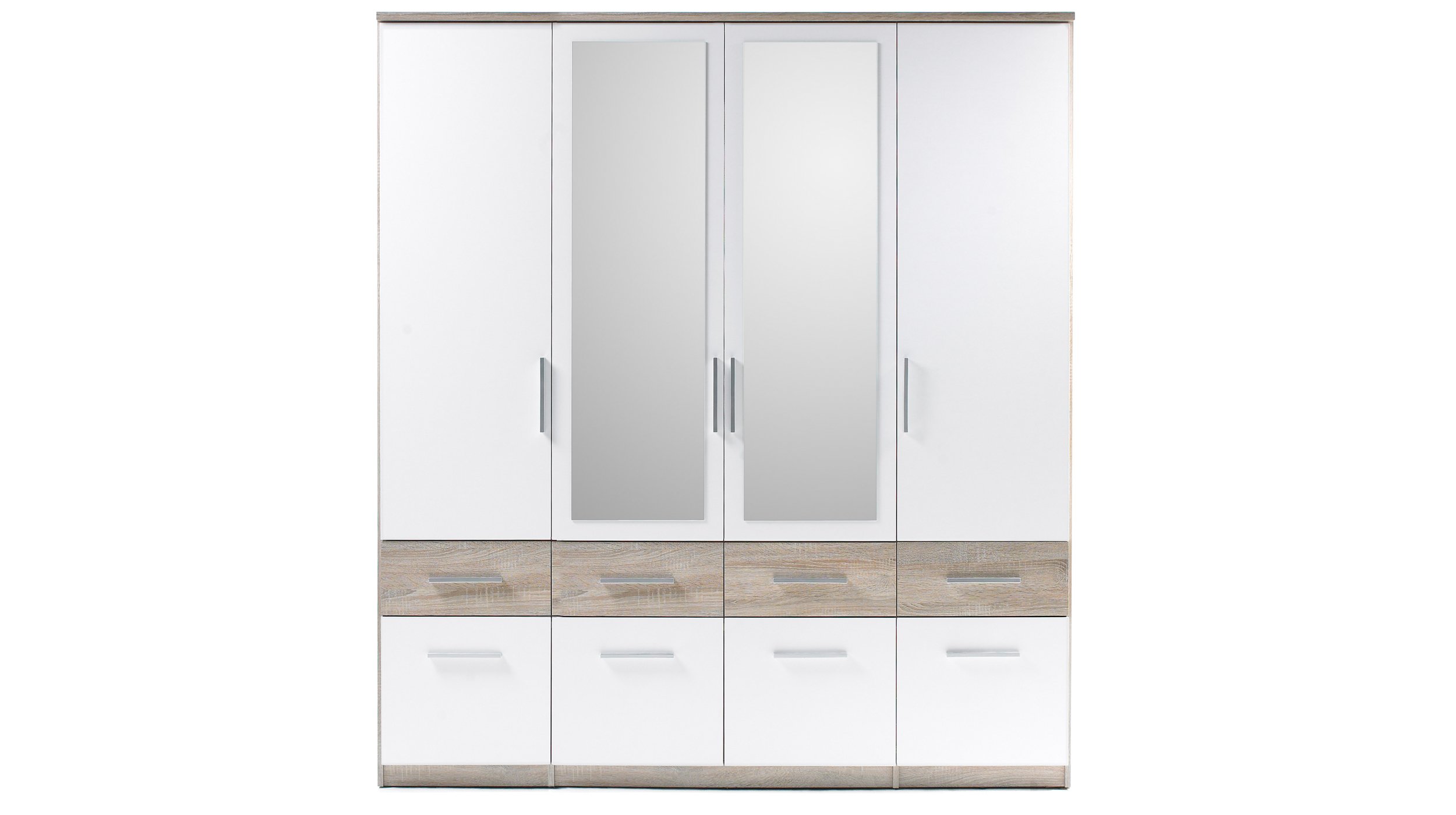 Kleiderschrank mit Spiegel - Sonoma Eiche - weiß - 180 cm - BOX Kleiderschrank mit Spiegel - Sonoma Eiche - weiß - 180 cm - BOX
