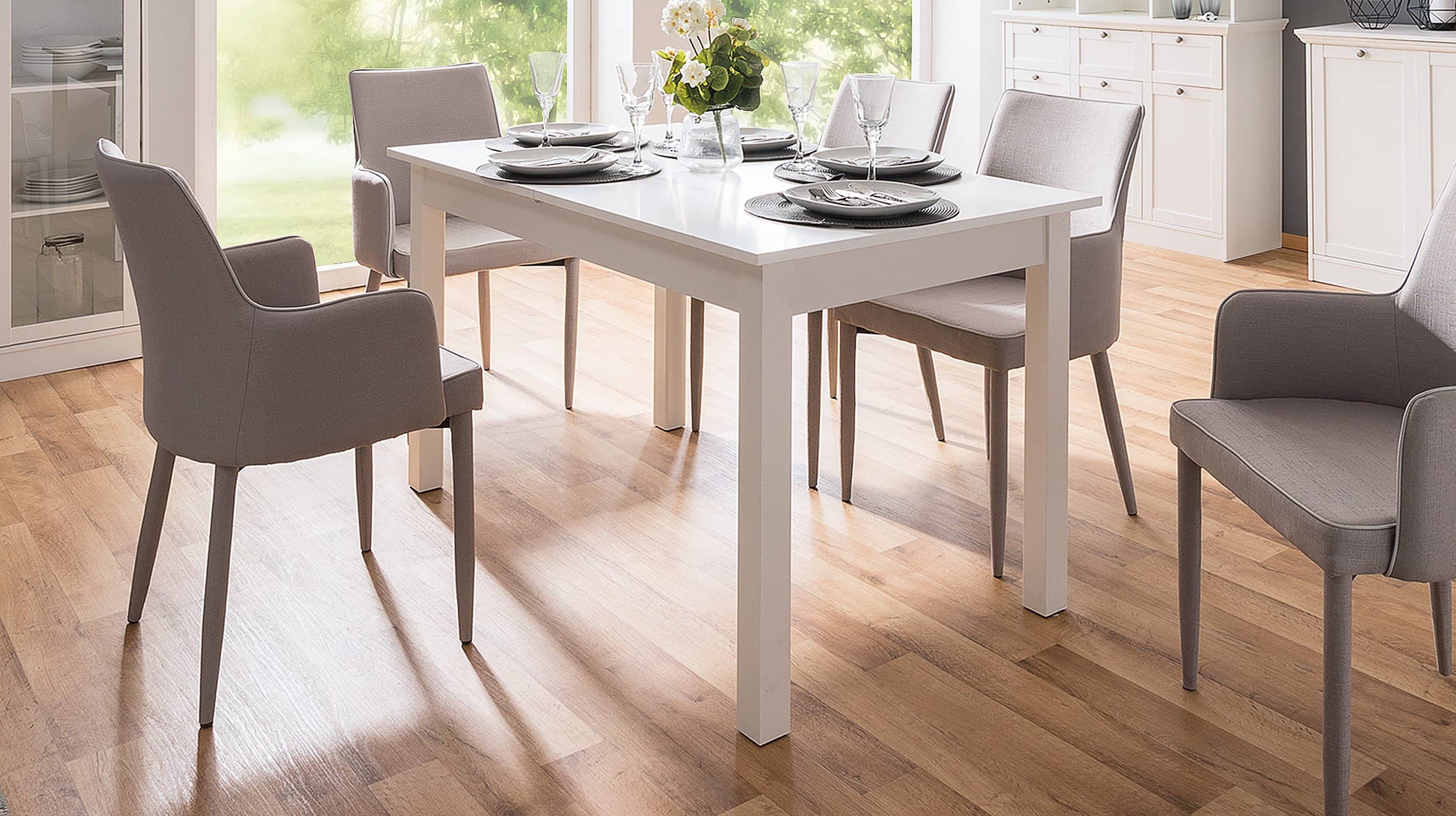 Esstisch 140 - 180 cm ausziehbar weiß - COBURG