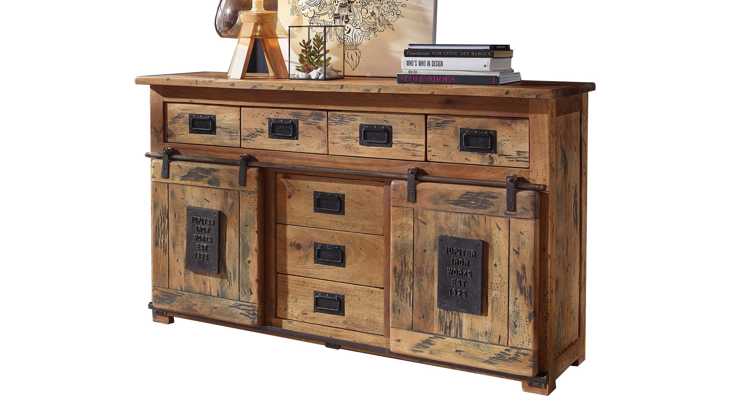 Sideboard mit 2 Rolltüren Mango massiv 150 cm - EMANUEL Sideboard mit 2 Rolltüren Mango massiv 150 cm - EMANUEL
