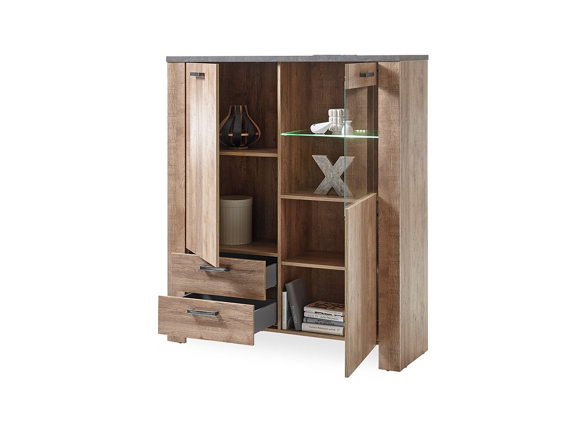 Highboard mit Beleuchtung Samdal - anthrazit 122 cm - EDMONTON