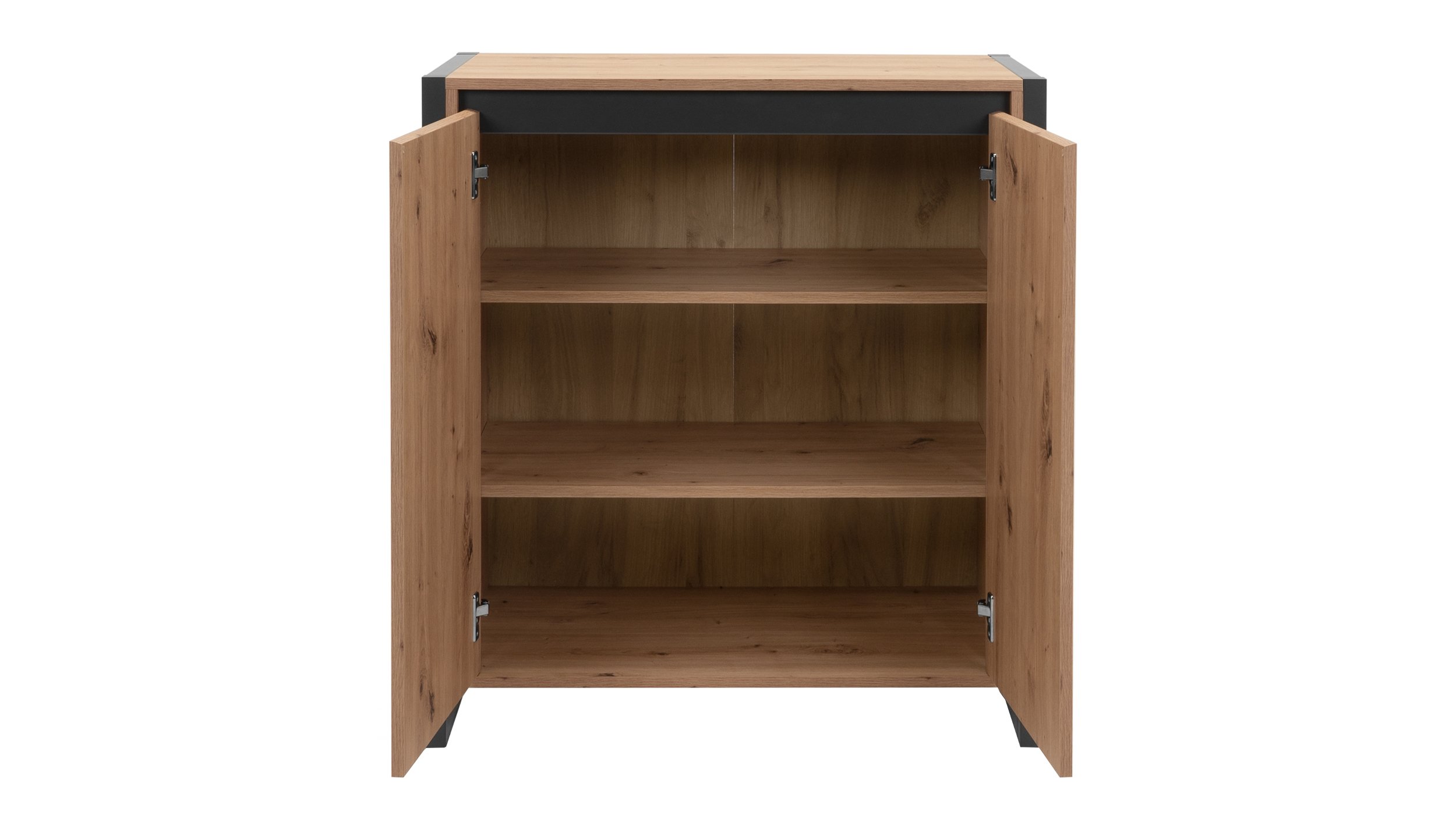 Kommode mit 2 Türen Artisan Eiche - anthrazit 80 cm - DENVER