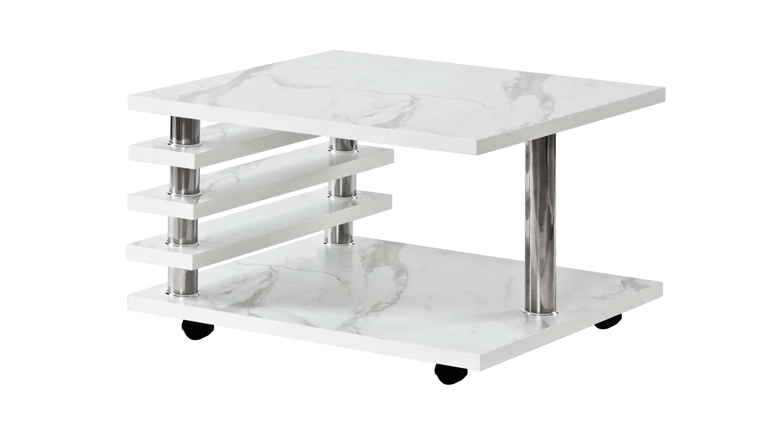 Couchtisch weiß 65 x 65 cm Marmoroptik - ALVARO Couchtisch weiß 65 x 65 cm Marmoroptik - ALVARO
