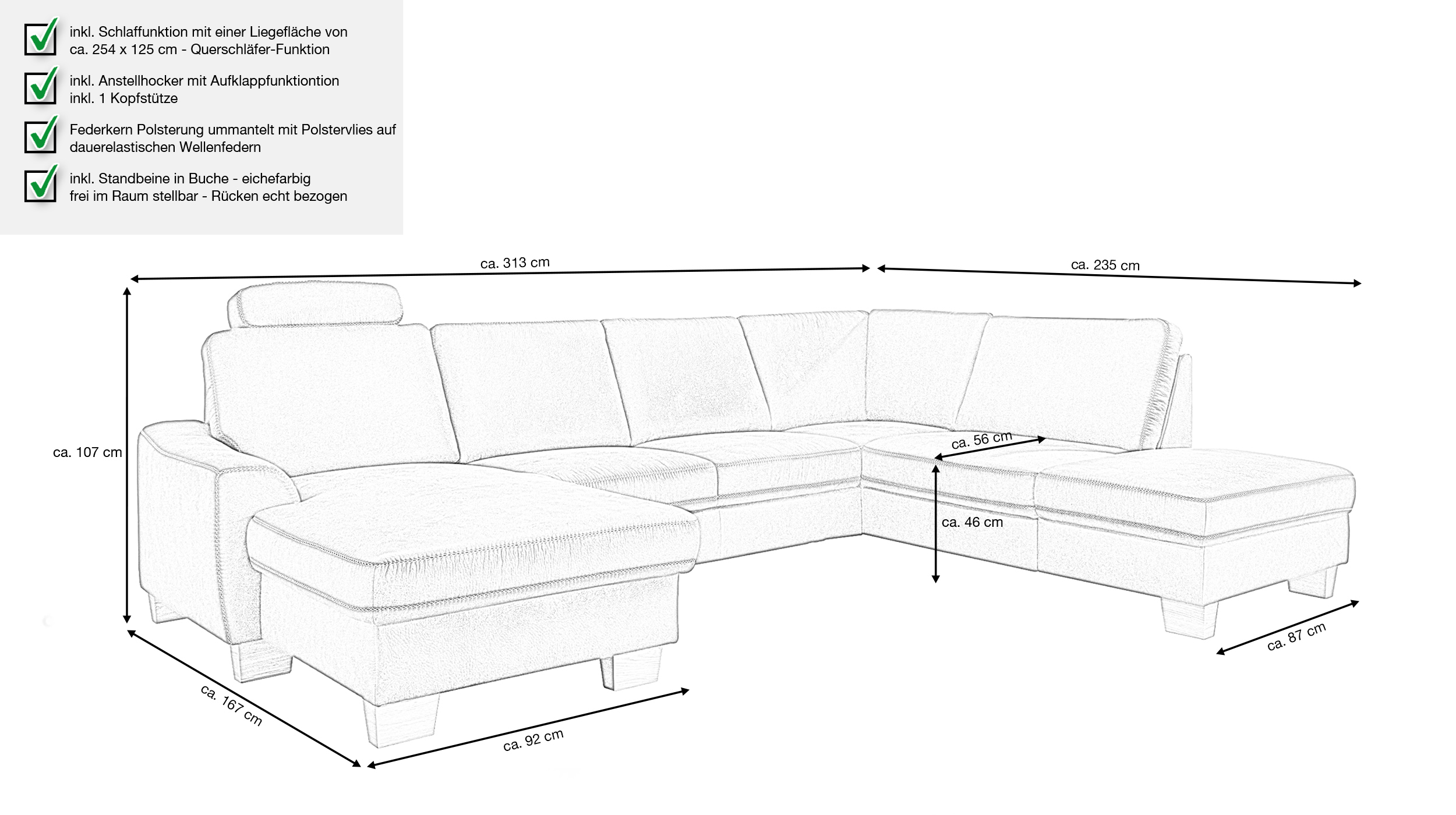 Couchliebe® Wohnlandschaft planbar - anthrazit - Premium Version - STICK