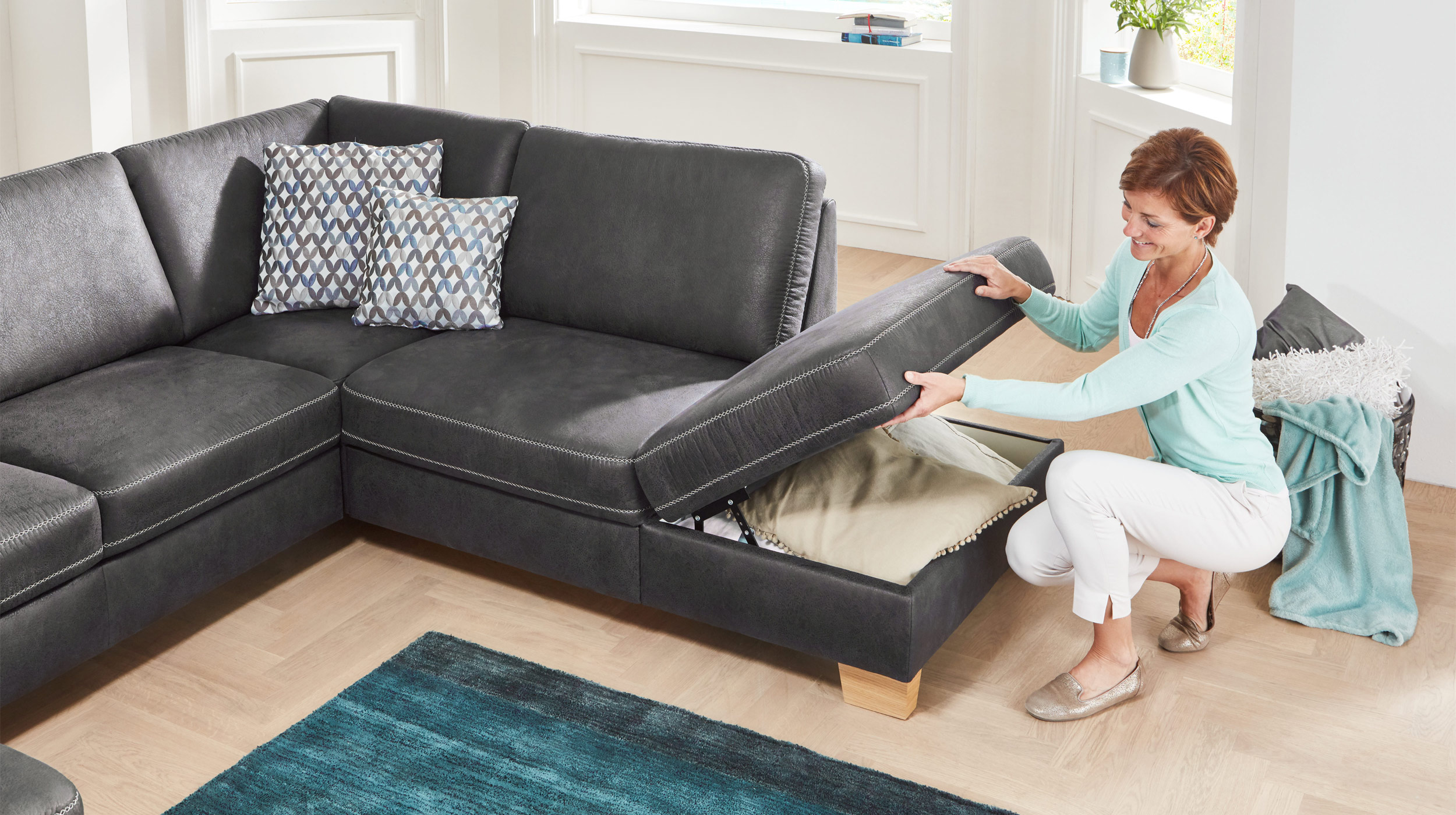 Couchliebe® Wohnlandschaft planbar - anthrazit - Premium Version - STICK