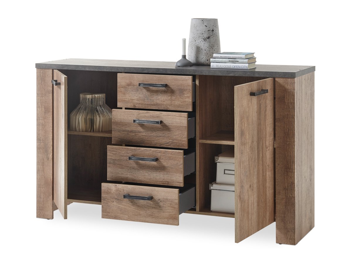Sideboard mit 4 Schubladen Samdal - anthrazit 148 cm - EDMONTON