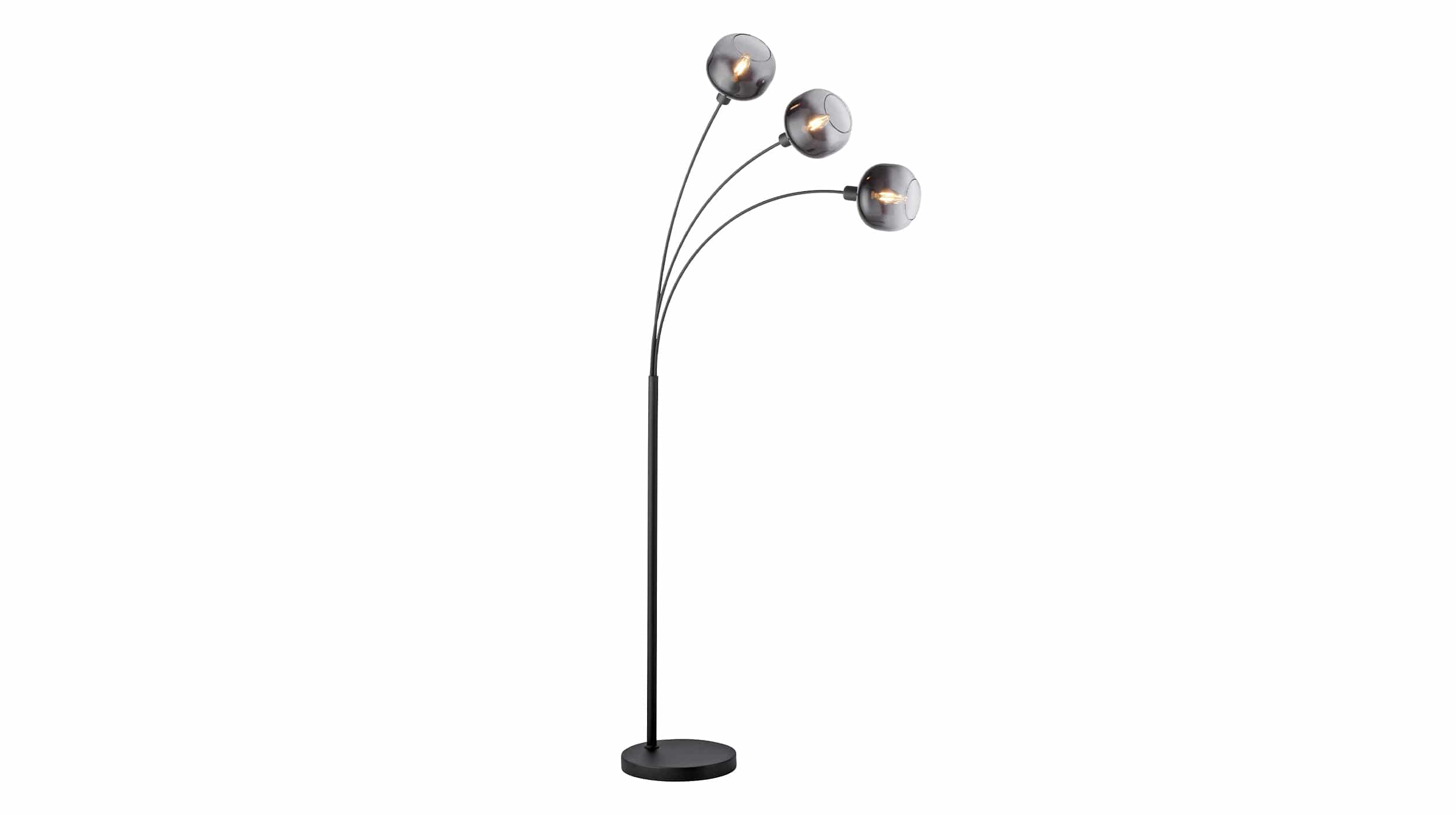 Stehlampe schwarz 160 cm Rauchglasschirm 3-Flammig - ZEA Stehlampe schwarz 160 cm Rauchglasschirm 3-Flammig - ZEA