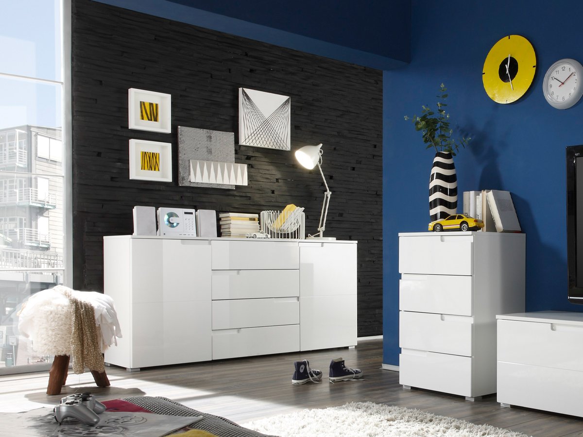 Sideboard weiß hochglanz 165 cm 2-türig - SPICE