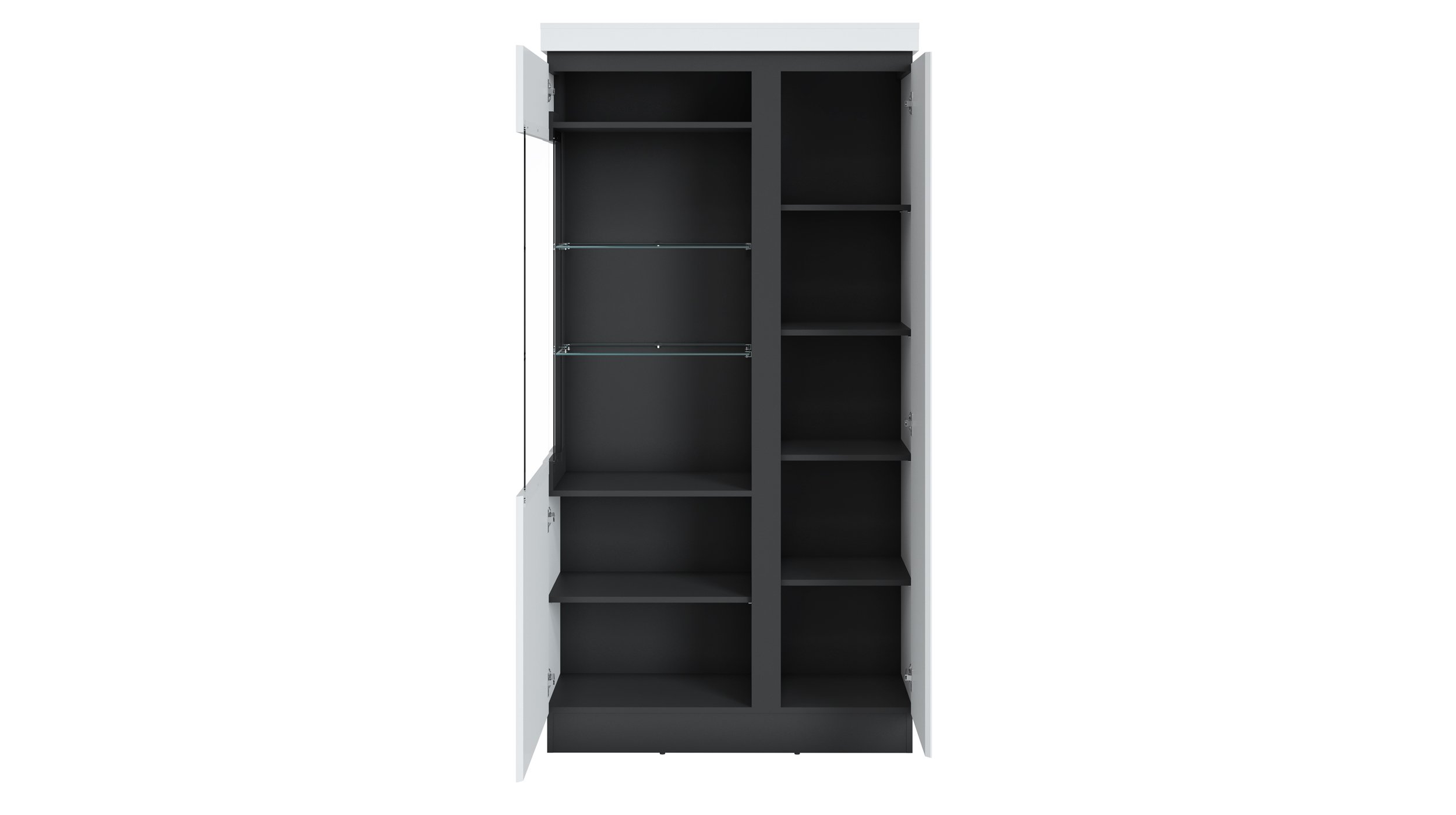 Vitrine alpinweiß - anthrazit 201 cm - CAMPANIA