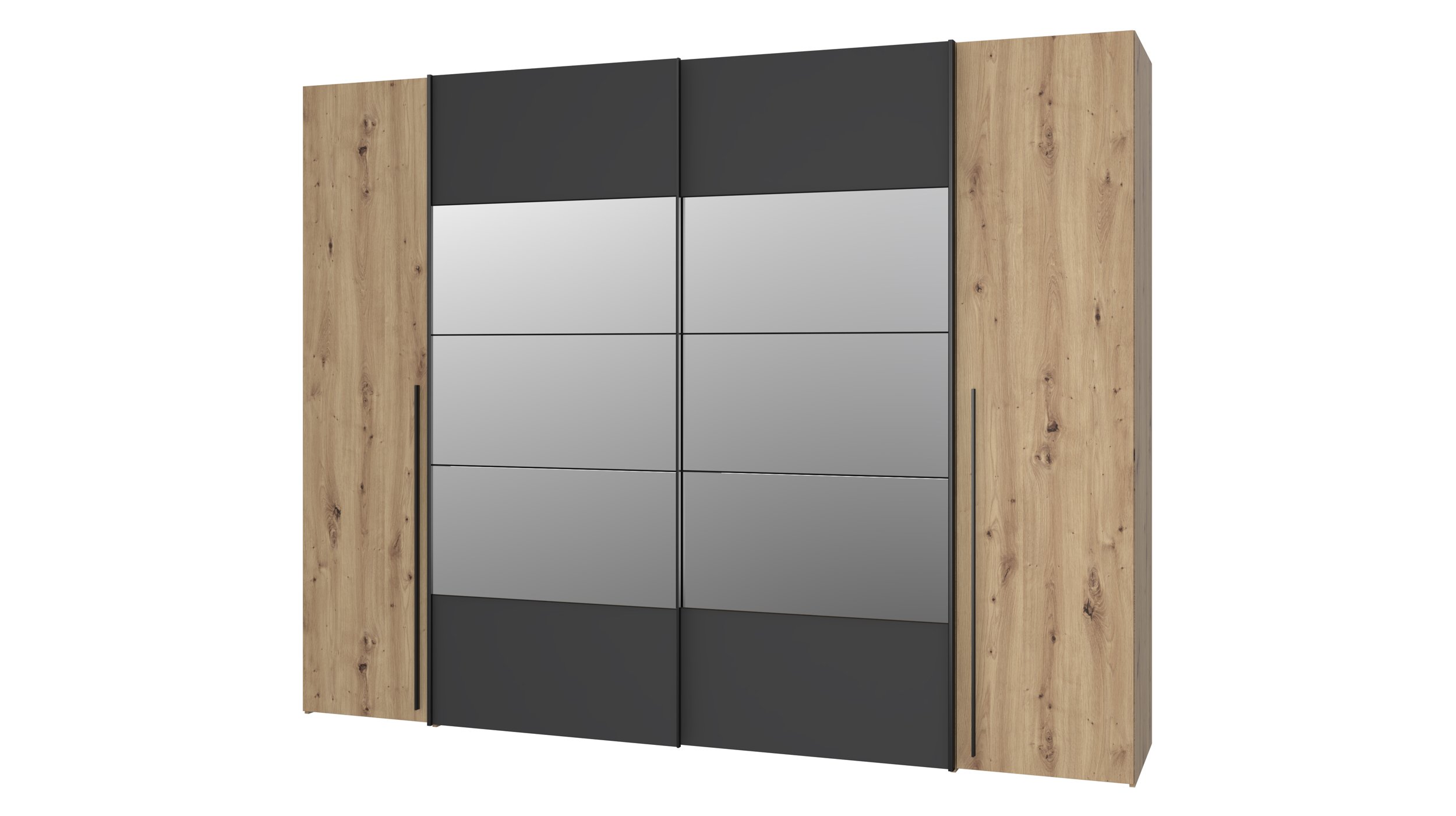Kleiderschrank mit Spiegel - Artisan Eiche - 270 cm - RAYONG Kleiderschrank 270 cm Artisan Eiche - schwarz - RAYONG
