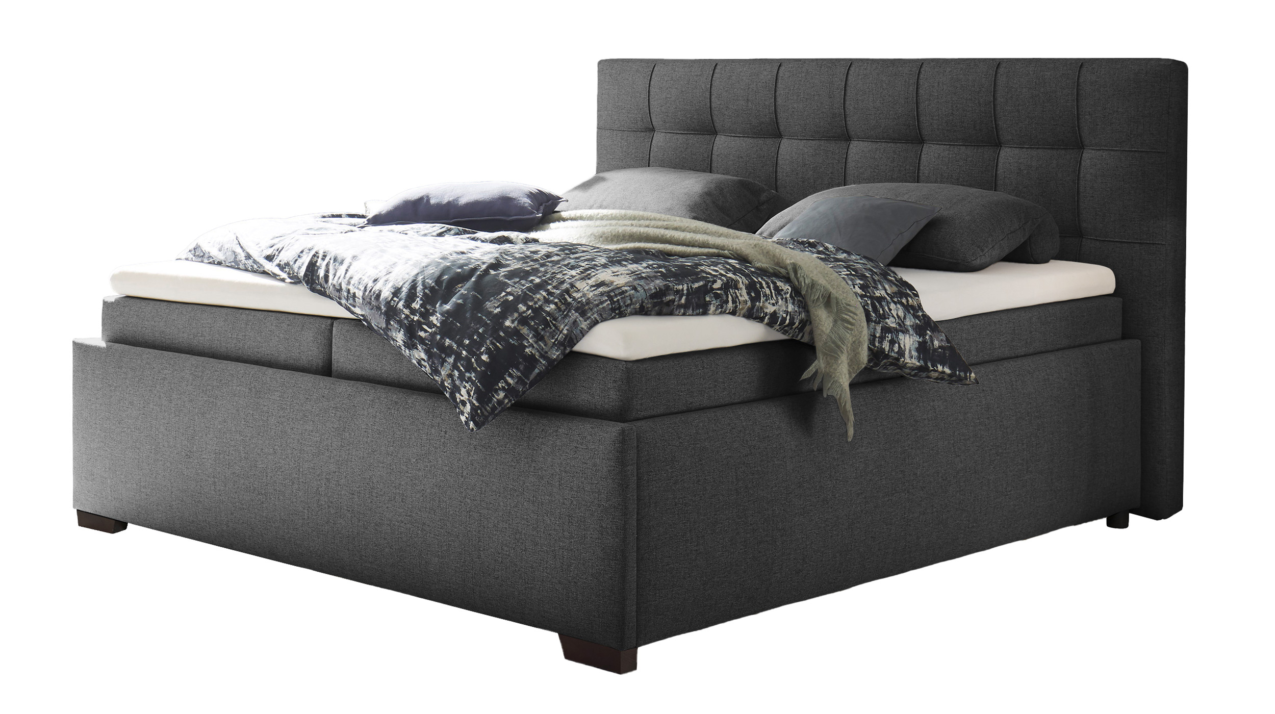 Boxbett 180 x 200 cm mit Bettkasten grau Stoffbezug - ARTOS Boxbett 180 x 200 cm mit Bettkasten grau Stoffbezug - ARTOS