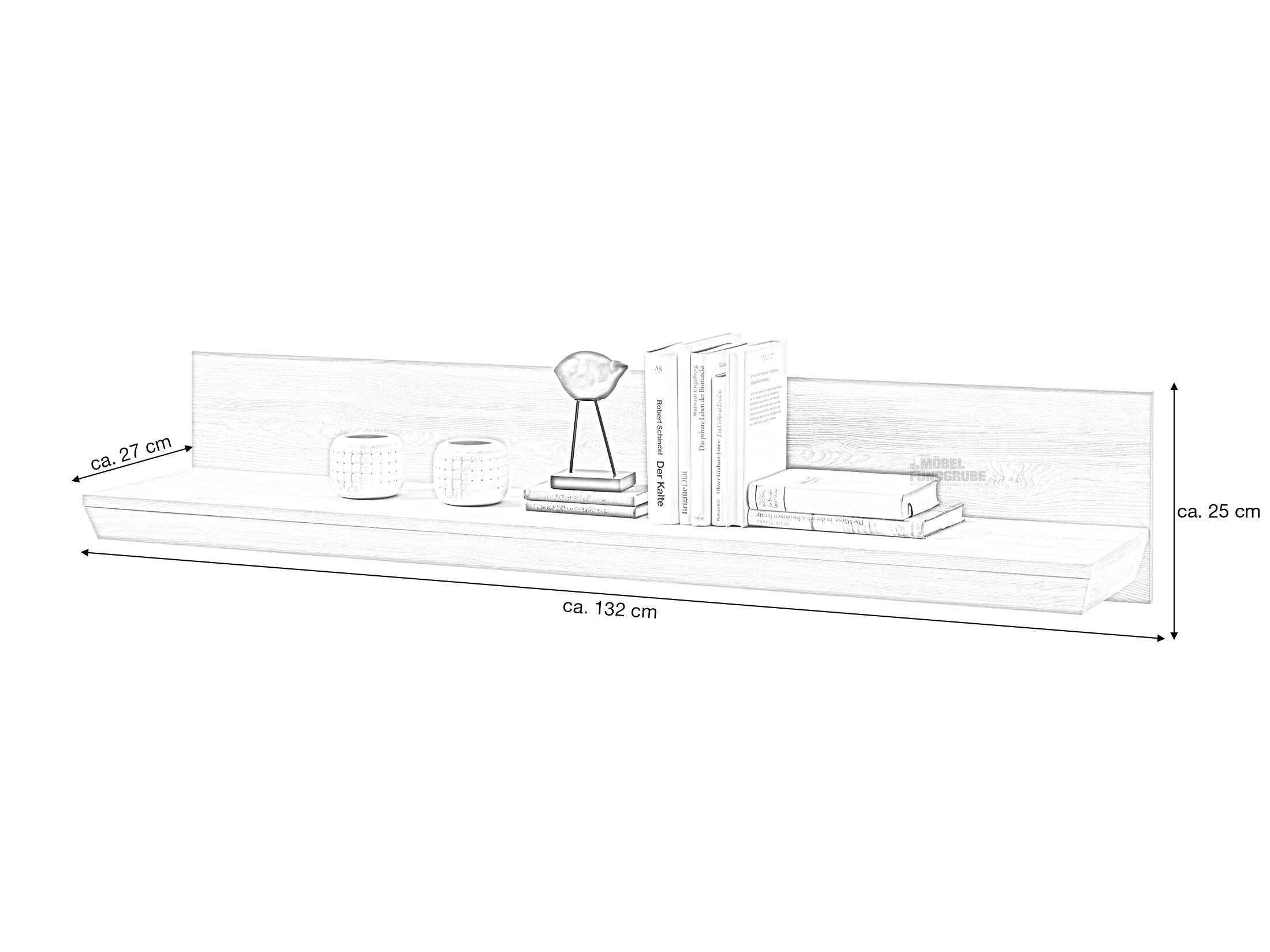 Wandboard Polar Eiche 132 cm Wandregal - AVENUE
