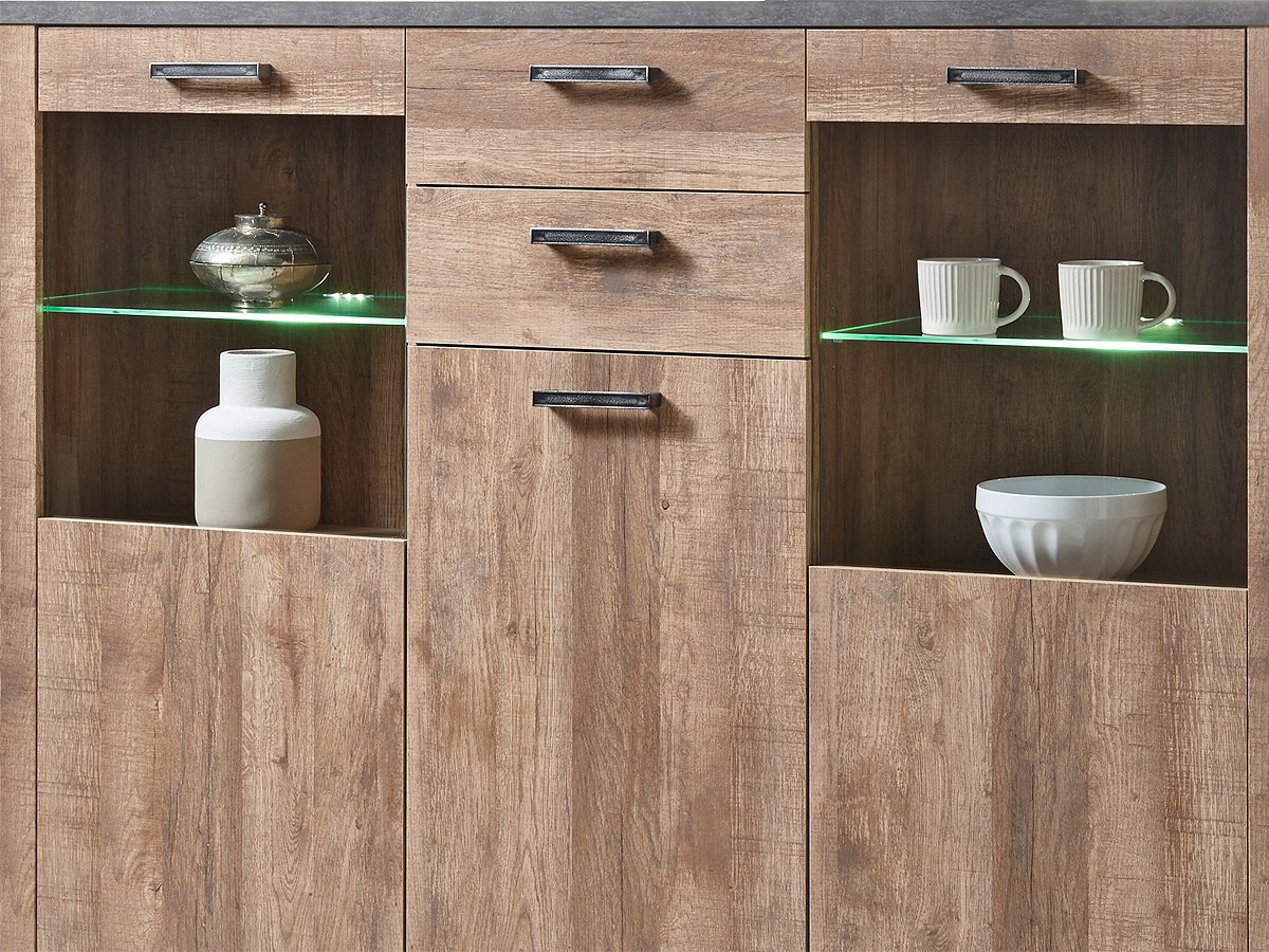 Highboard mit 2 Glastüren Samdal - anthrazit 172 cm - EDMONTON
