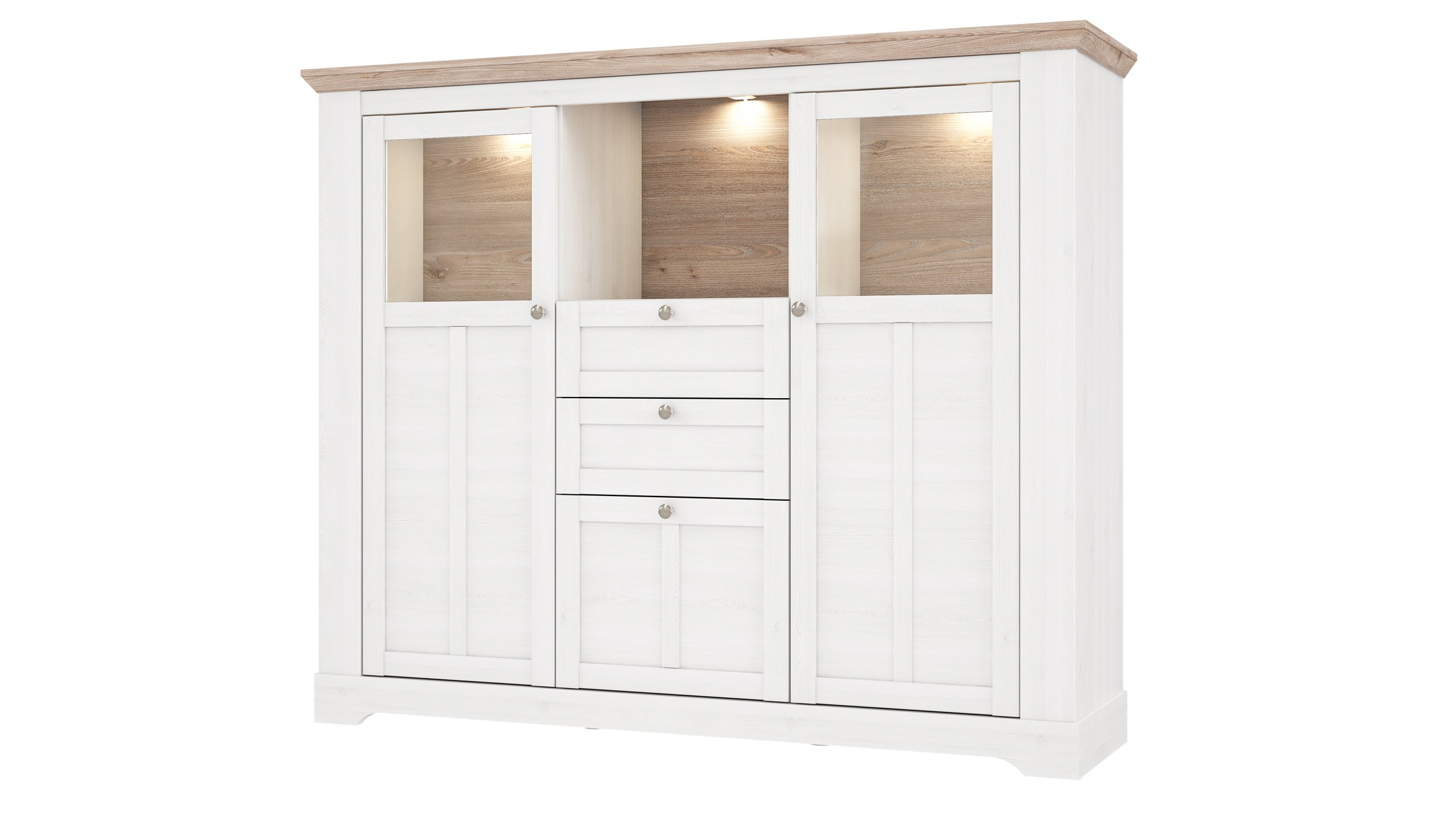 Highboard Schneeeiche 136 cm mit LED - Beleuchtung - ILOPPA Highboard Schneeeiche 136 cm mit LED - Beleuchtung - ILOPPA