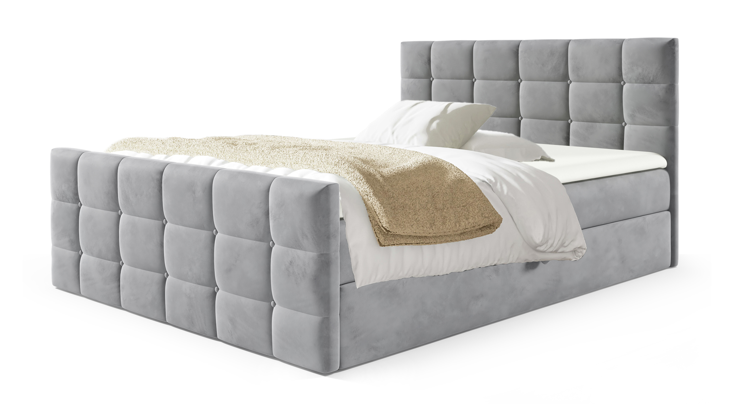 Boxbett 180 x 200 cm mit Bettkasten grau Samtbezug - BERLIN Boxbett 180 x 200 cm mit Bettkasten grau Samtbezug - BERLIN