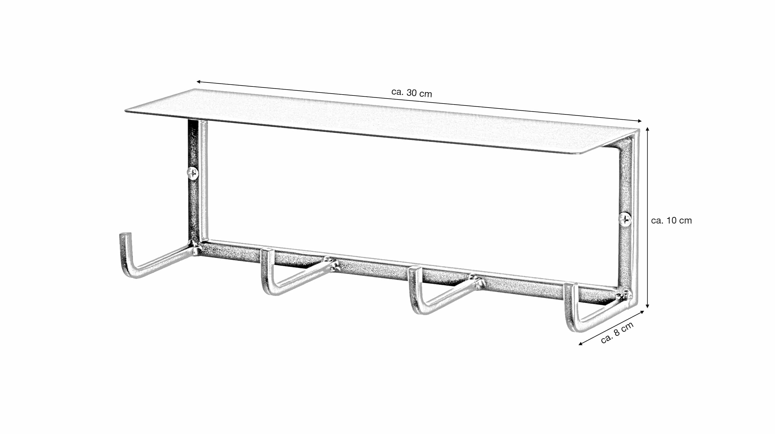Wandgarderobe schwarz Metall 30 cm - SYDNEY