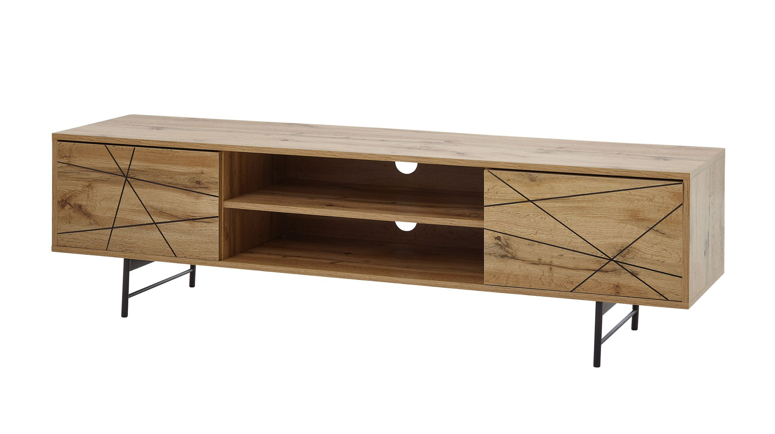 TV - Lowboard Eiche 160 cm - Metallgestell - ELVAR TV - Lowboard Eiche 160 cm - Metallgestell - ELVAR