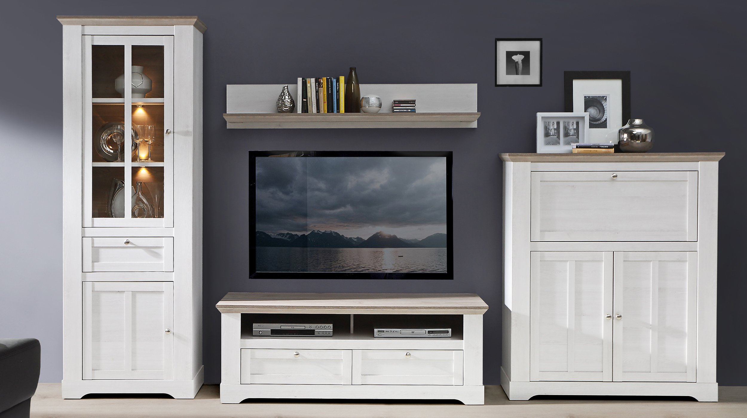 Highboard Schneeeiche - 136 cm mit Türklappe - ILOPPA