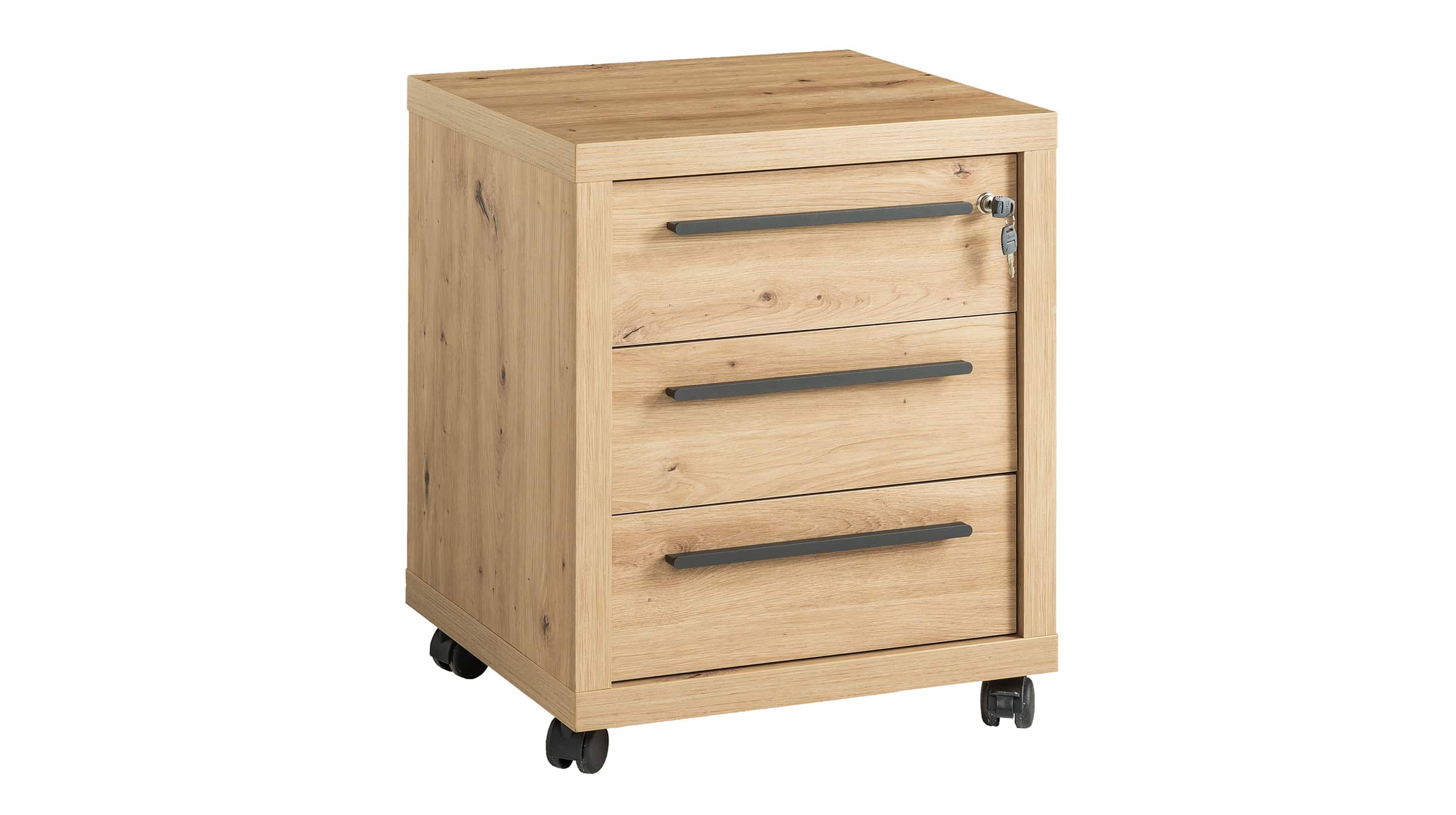 Rollcontainer Artisan Eiche 54 x 64 cm 3 Schubladen - RILEGA Rollcontainer Artisan Eiche 54 x 64 cm 3 Schubladen - RILEGA