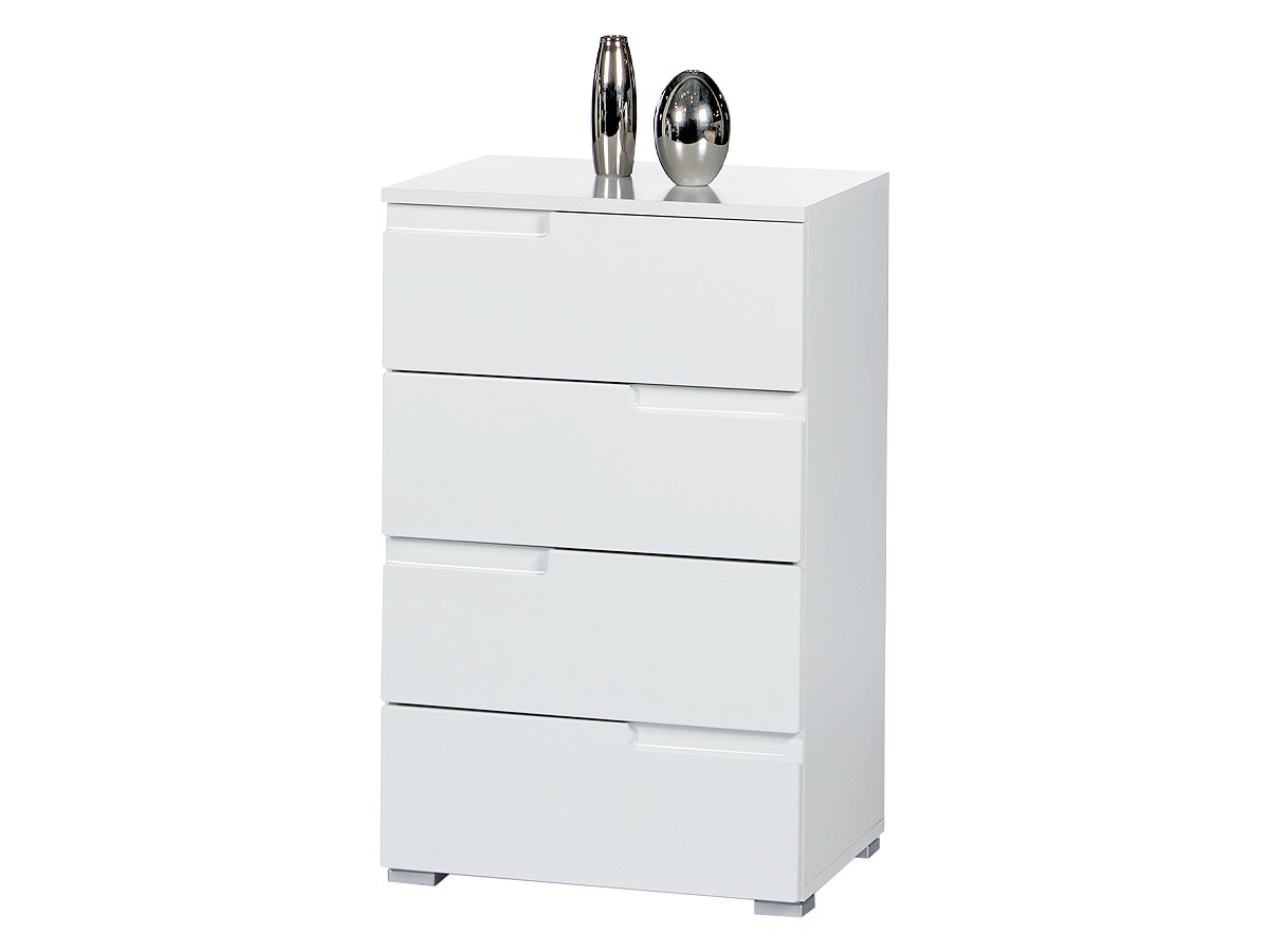 Kommode weiß hochglanz 50 cm mit 4 Schubladen- SPICE Kommode weiß hochglanz 50 cm mit 4 Schubladen- SPICE