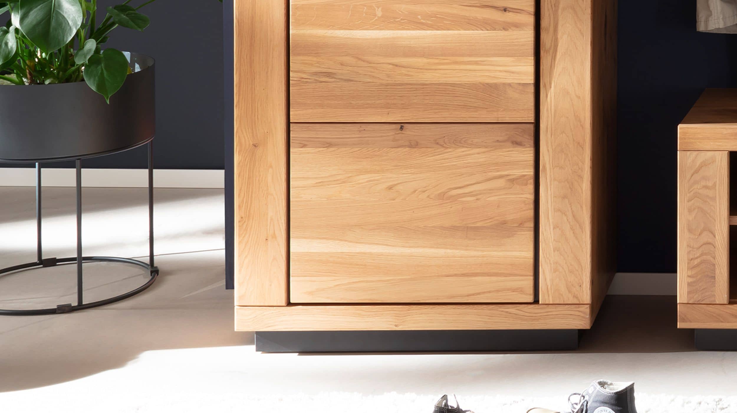 Garderobenschrank Wildeiche teilmassiv geölt - 80 cm - GRENO