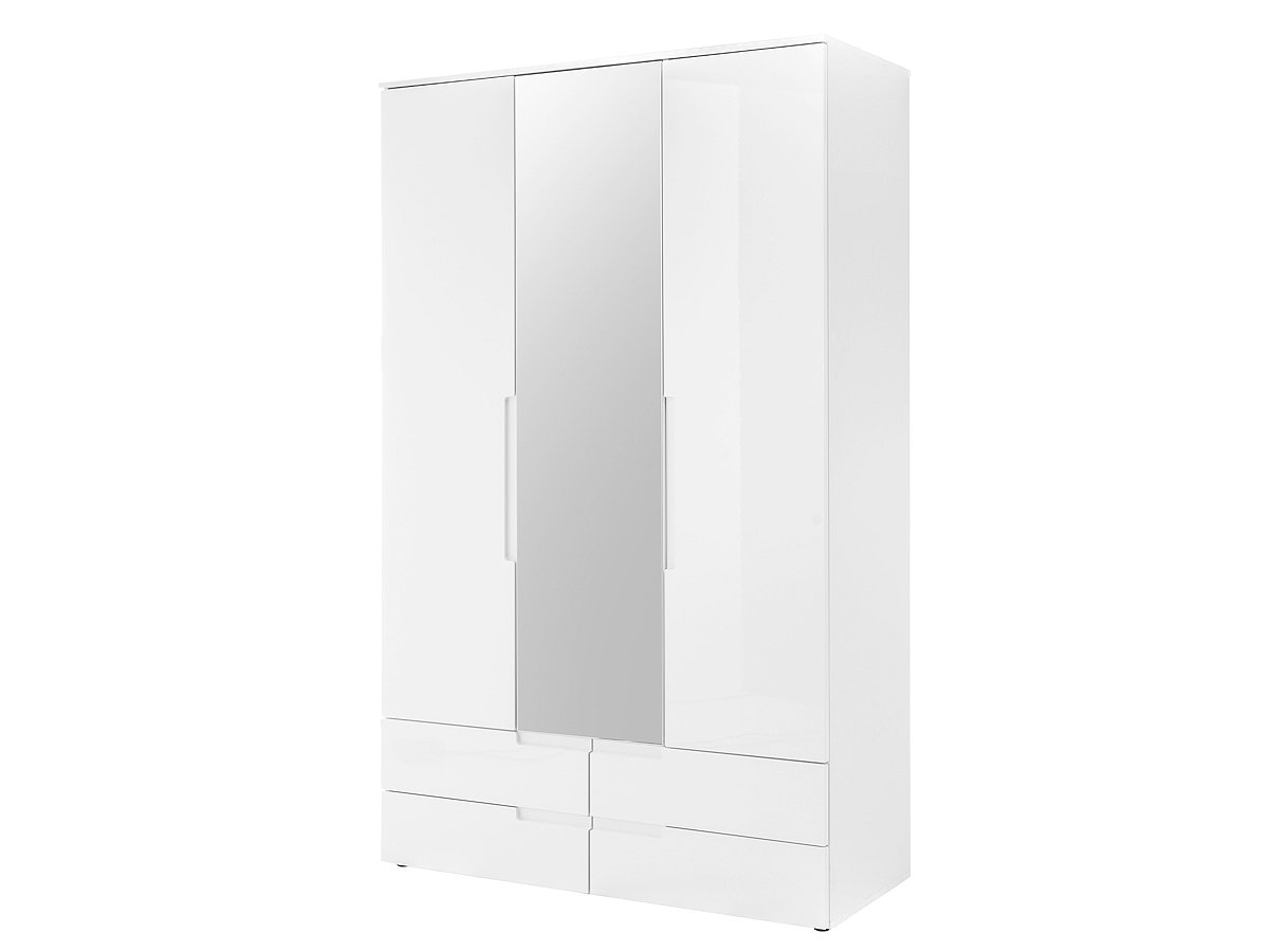 Kleiderschrank mit Spiegel - weiß hochglanz - 126 cm - SPICE Kleiderschrank mit Spiegel - weiß hochglanz - 126 cm - SPICE