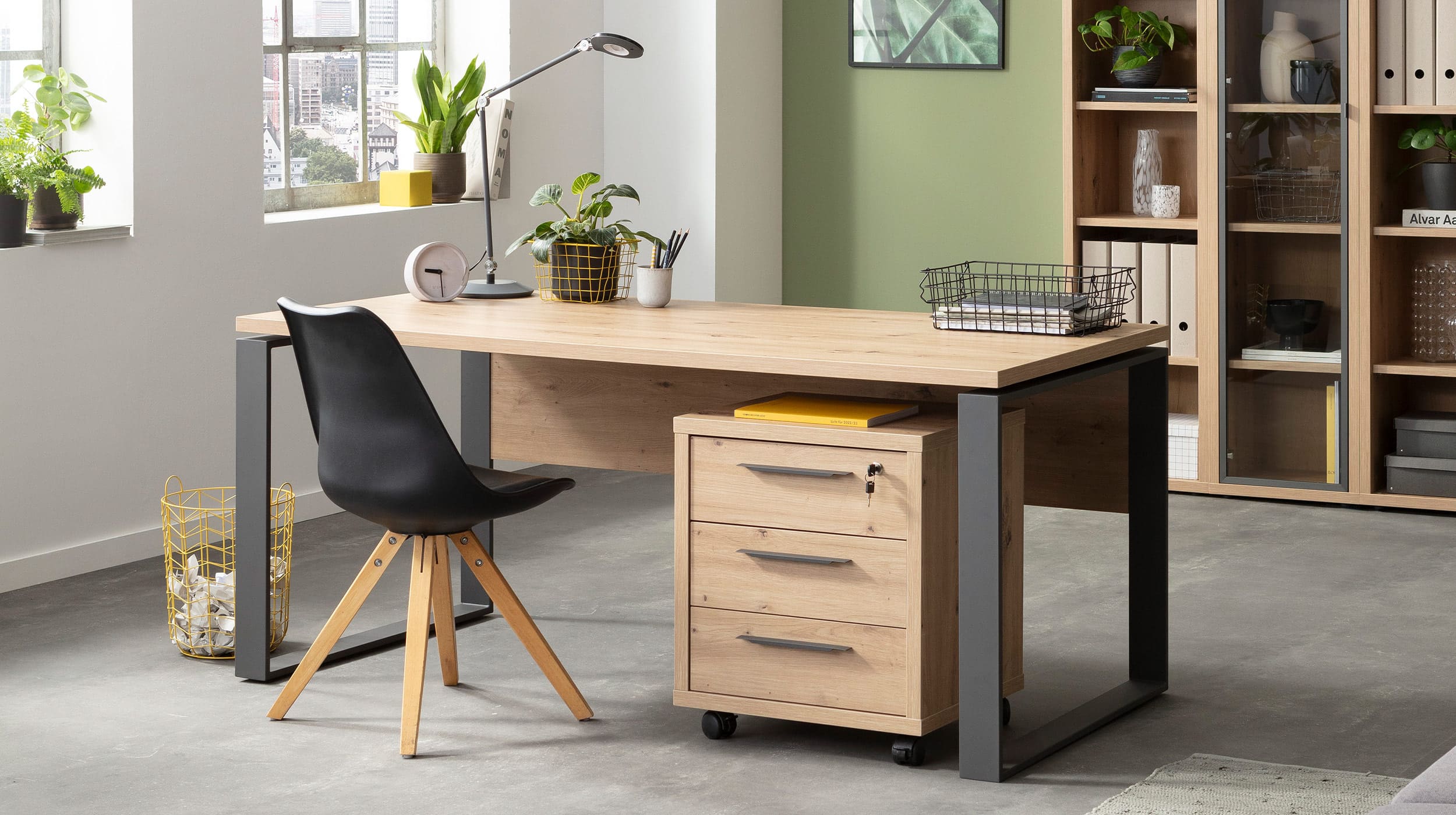 Schreibtisch Artisan Eiche 170 cm Metallgestell- DISEGNO