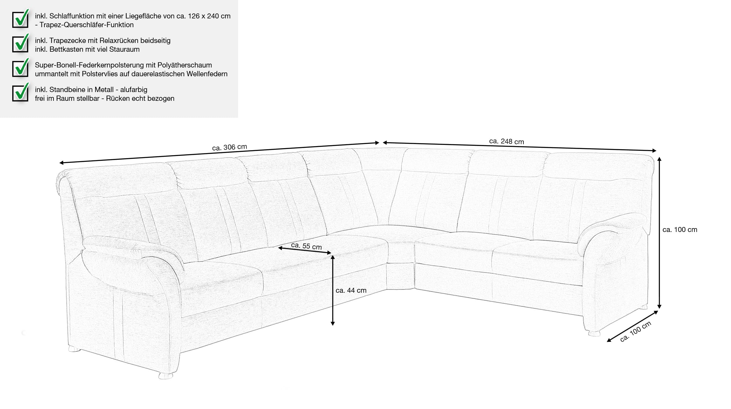 Couchliebe® Wohnlandschaft planbar - anthrazit - Premium Version - VINCENTO