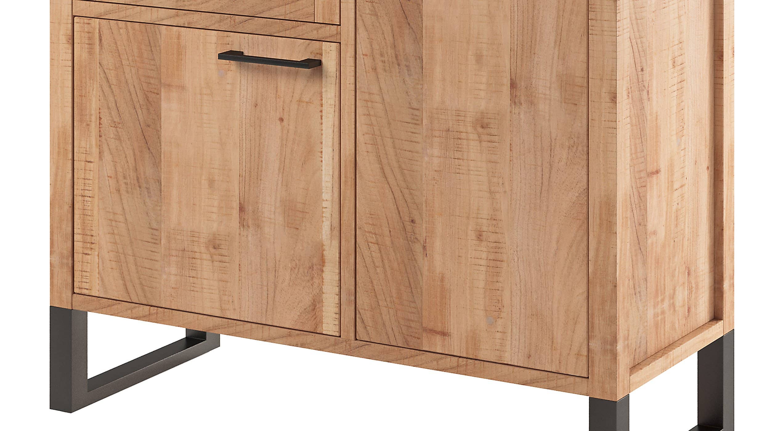 Highboard 1 Glastür Akazie massiv 88 cm - BENIKO