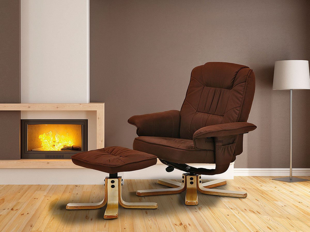 Relaxsessel braun Microfaserbezug - Hocker - FRACO