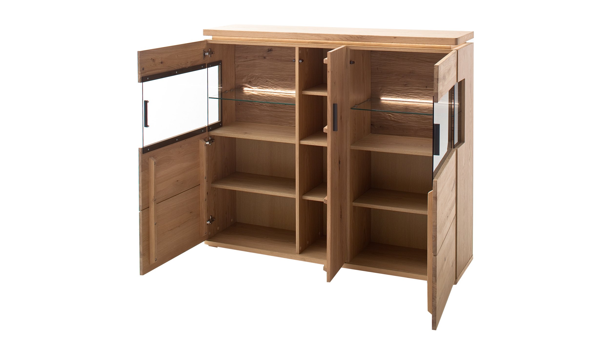 Highboard Balkeneiche geölt teilmassiv 128 cm - BARCELONA